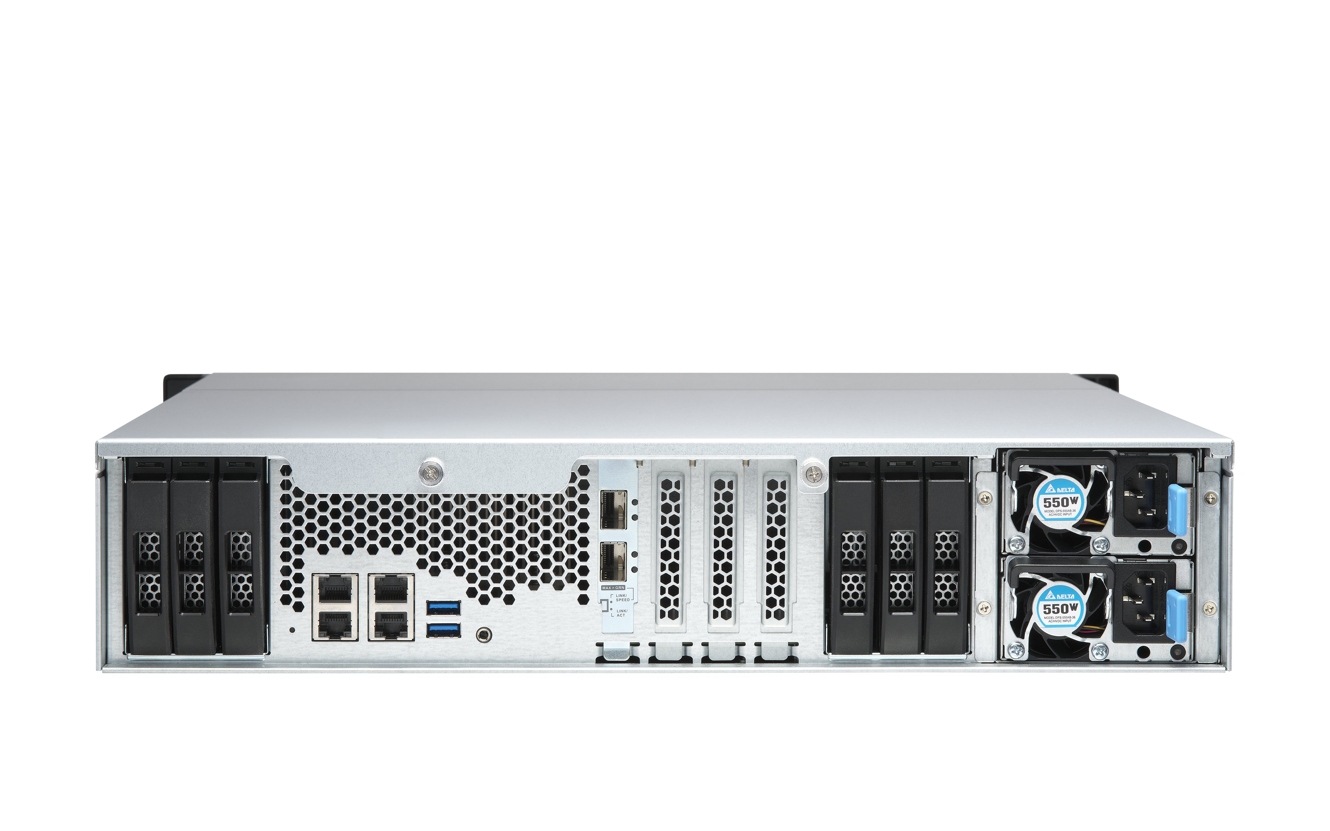 QNAP TS-H1886XU-RP-R2 NAS Rack (3 U) Intel® Xeon® D D-1622 32 Go DDR4 0 To QuTS hero Noir, Gris