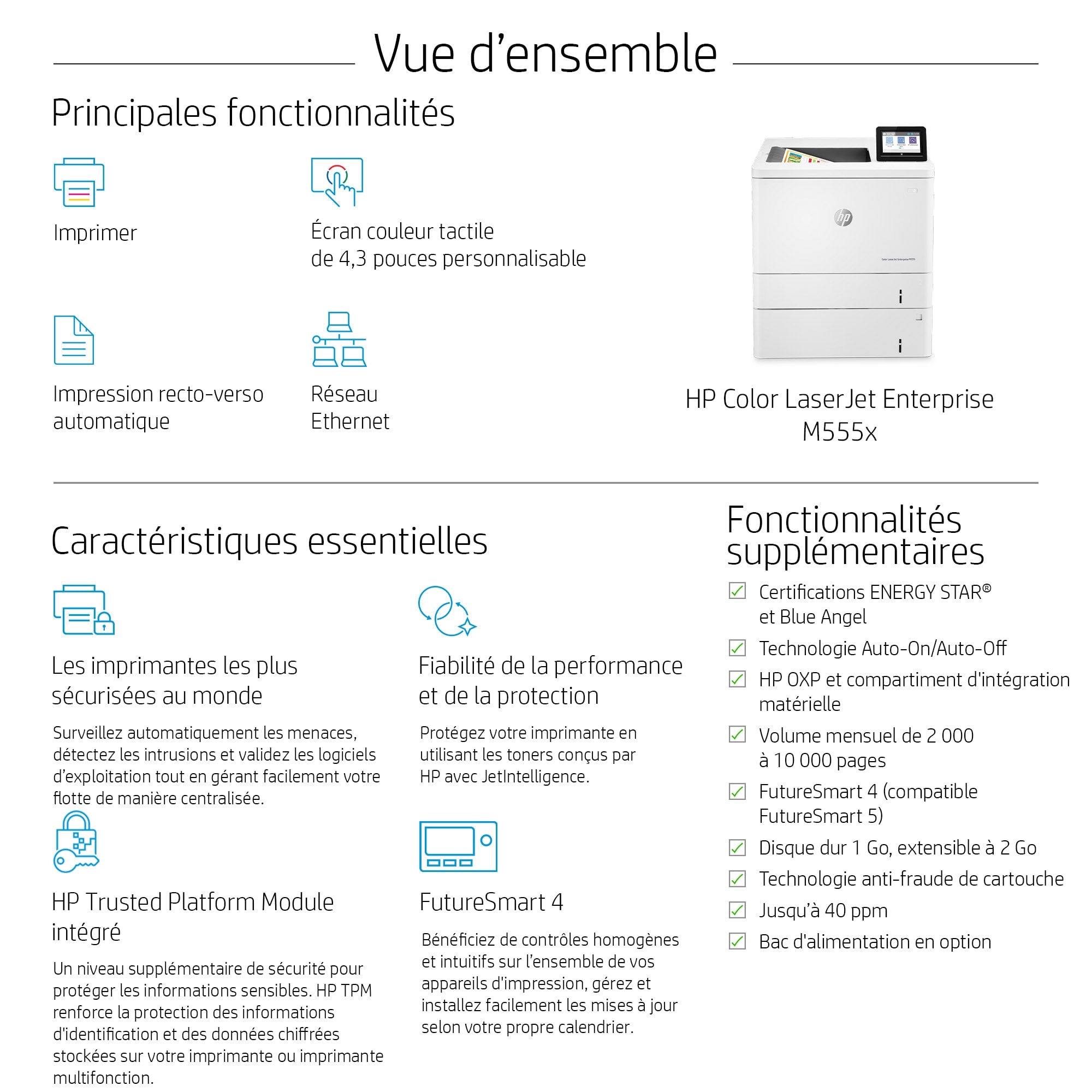 HP Color LaserJet Enterprise M555x, Imprimer, Impression recto-verso