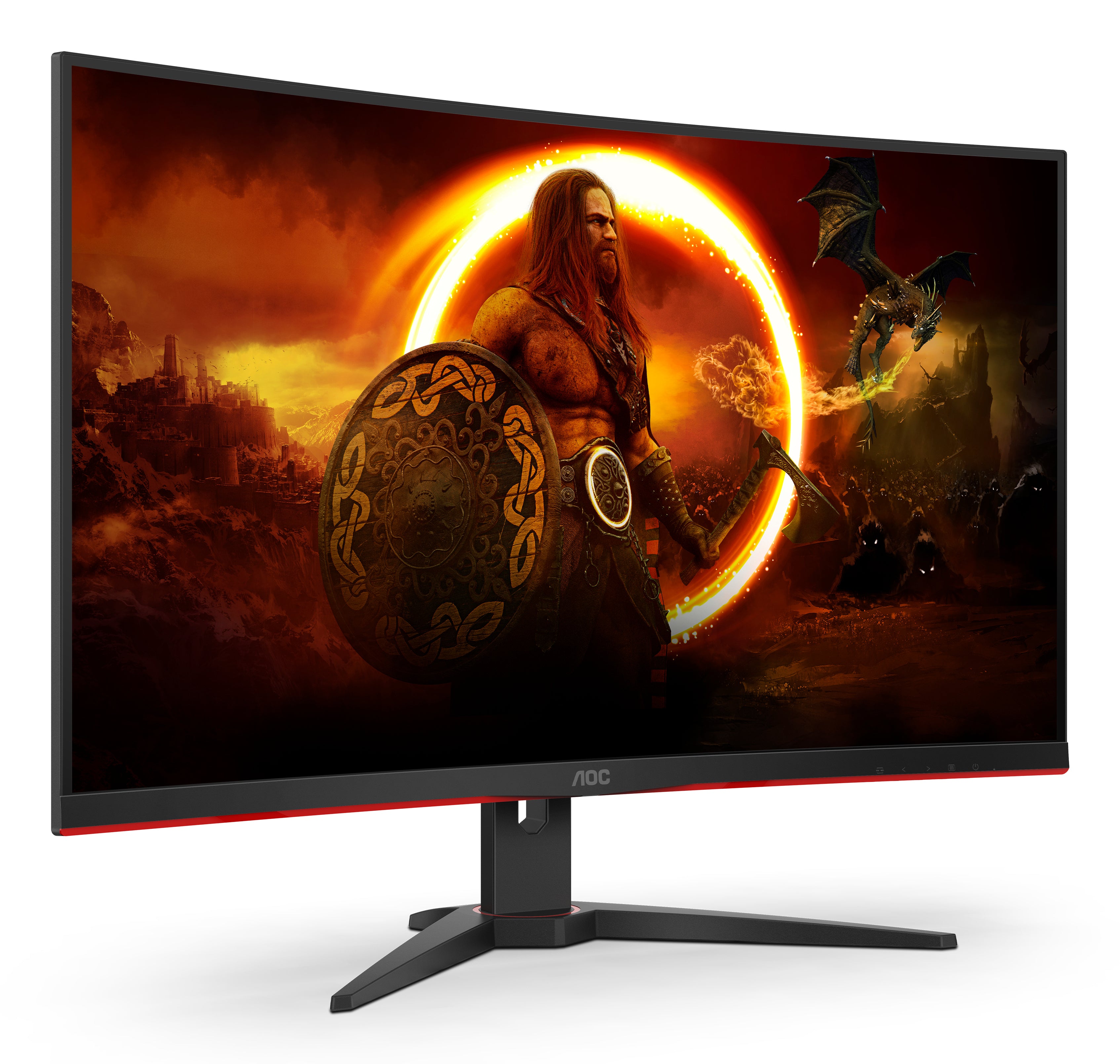 AOC G2 C32G2ZE/BK écran plat de PC 80 cm (31.5") 1920 x 1080 pixels Full HD LED Noir, Rouge