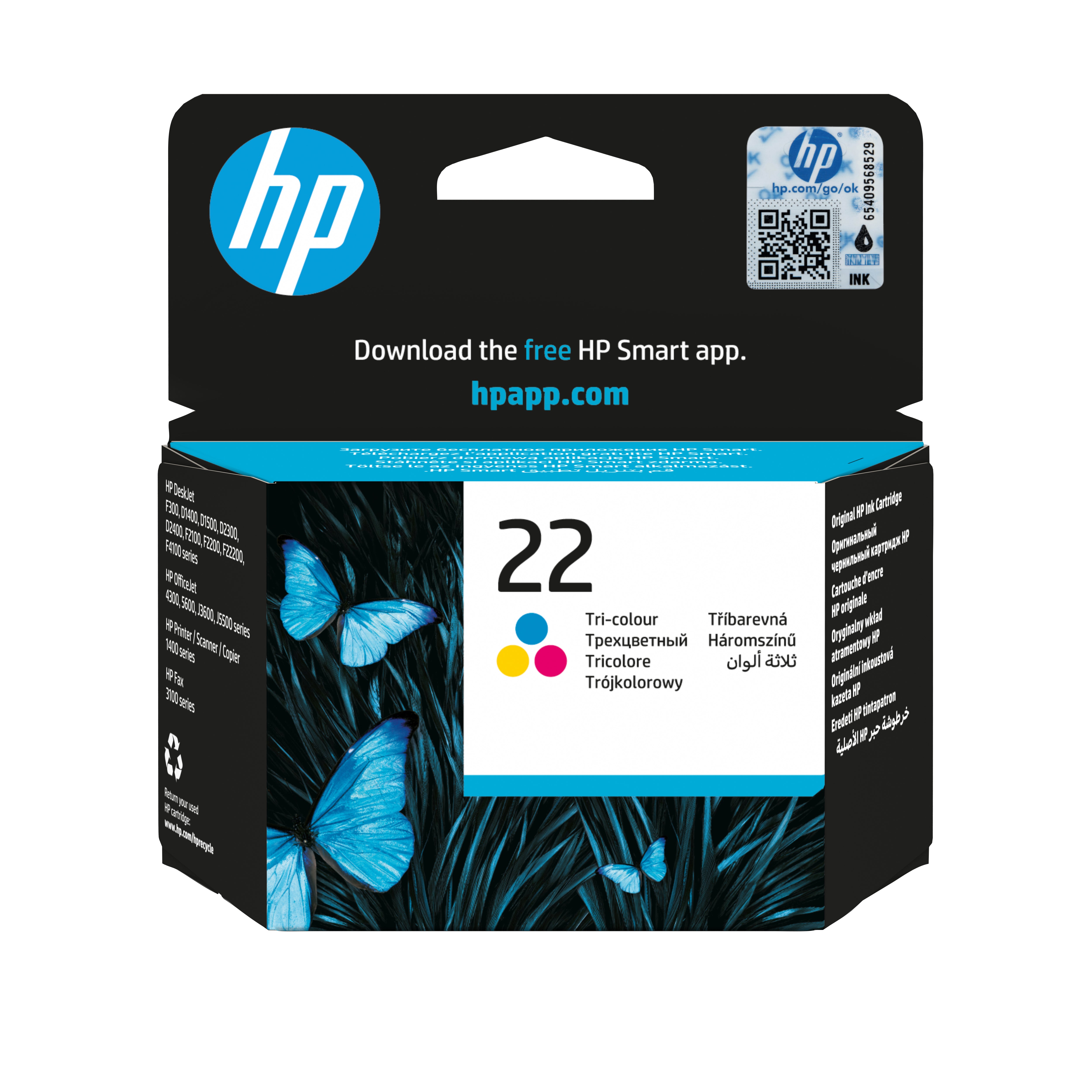 HP 22 cartouche d'encre trois couleurs authentique