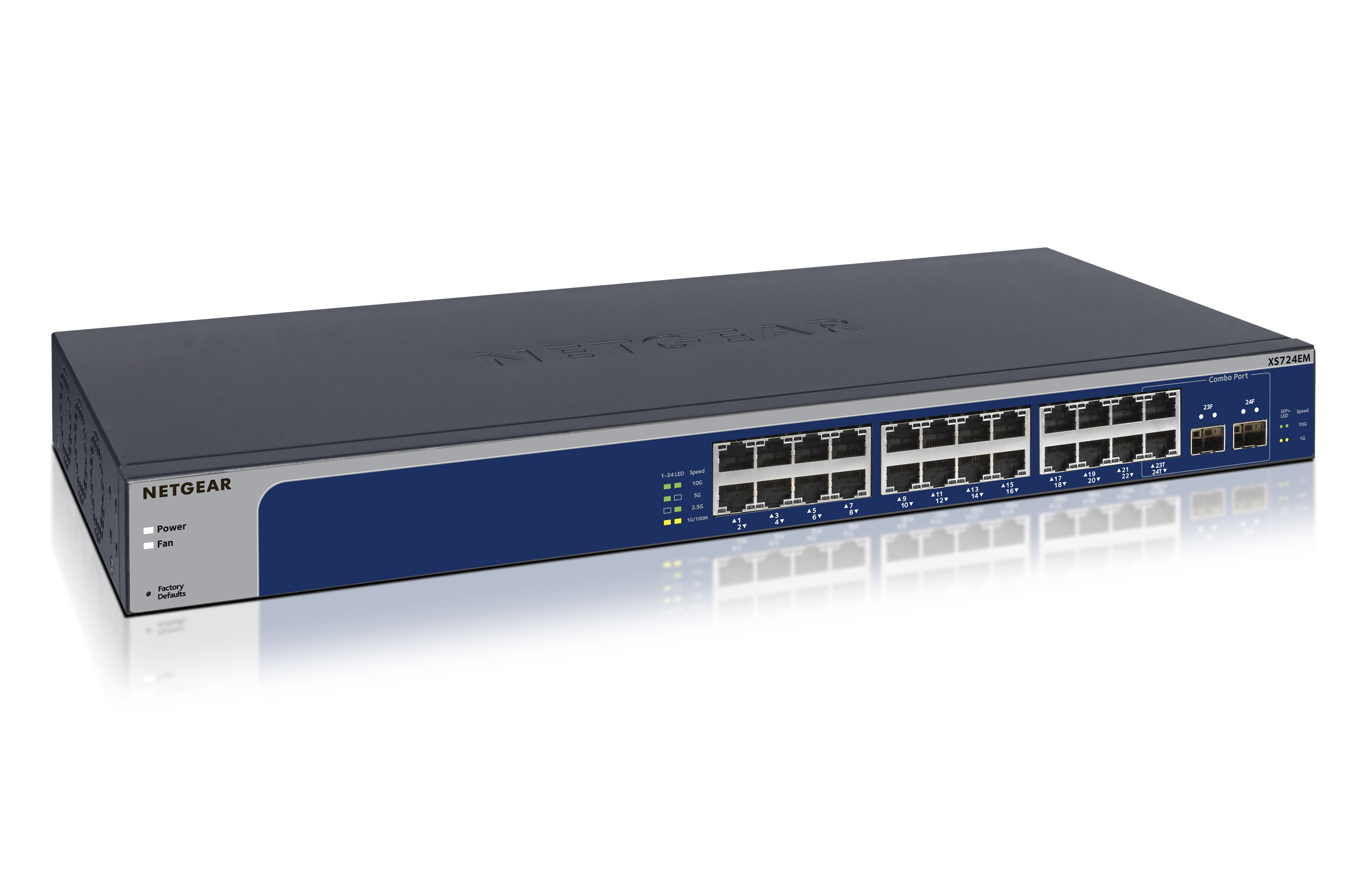 NETGEAR XS724EM Géré L2 10G Ethernet (100/1000/10000) 1U Bleu, Gris