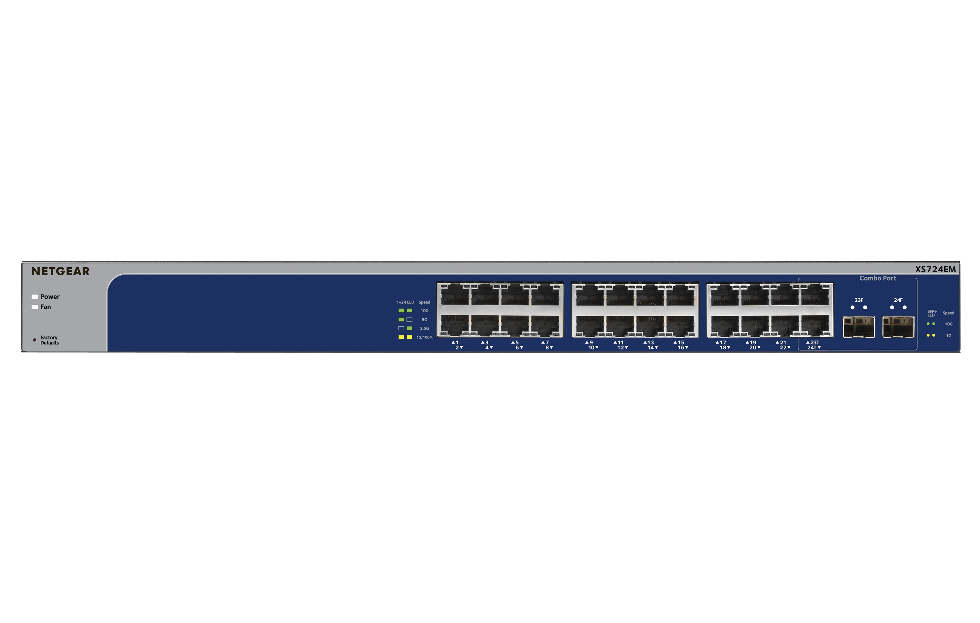 NETGEAR XS724EM Géré L2 10G Ethernet (100/1000/10000) 1U Bleu, Gris