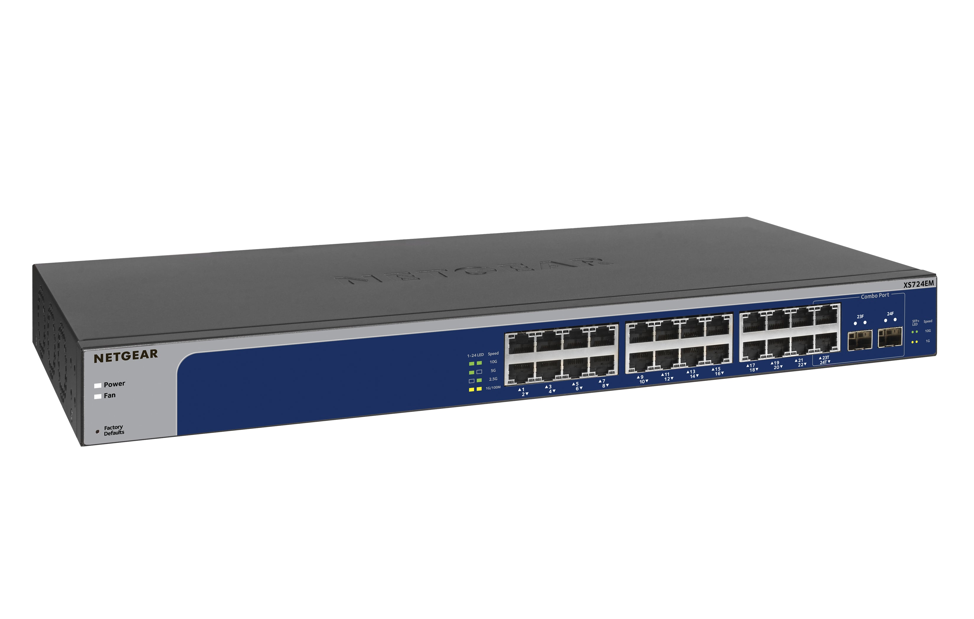 NETGEAR XS724EM Géré L2 10G Ethernet (100/1000/10000) 1U Bleu, Gris
