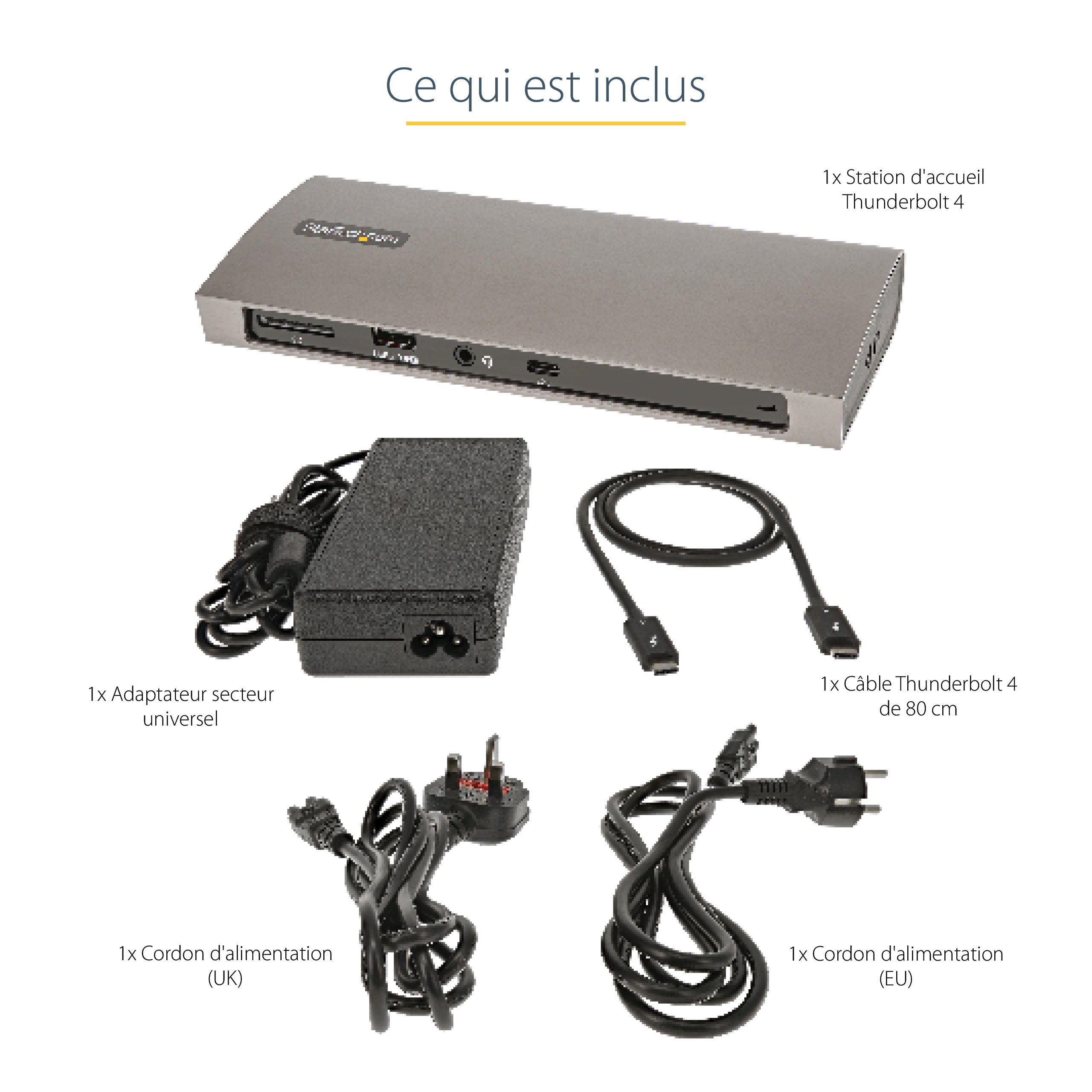 StarTech.com Dock Thunderbolt 4 - Hub Thunderbolt 4 96W Power Delivery - Moniteur unique 8K/Double moniteurs 4K 60Hz - Docking Station Thunderbolt 4 3xTB4/USB4/4xUSB-A/SD/GbE - Station d'Accueil Thunderbolt 4
