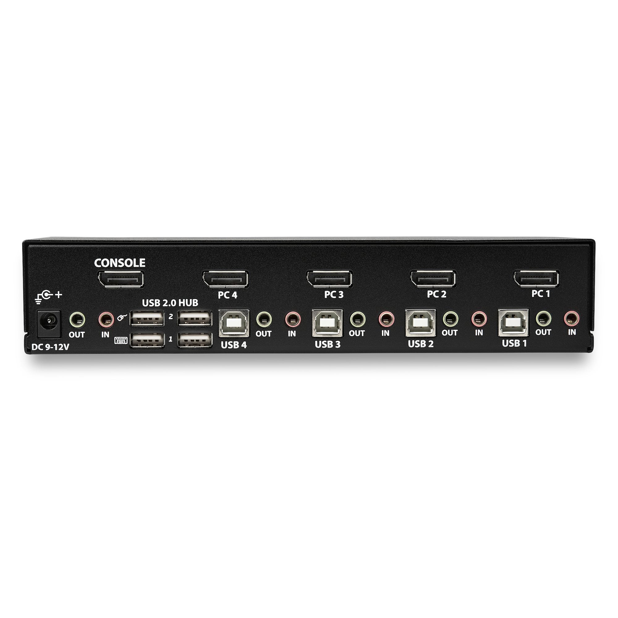 StarTech.com Switch KVM DisplayPort à 4 Ports - 4K60Hz - Écran Unique - Switch KVM USB UHD DP 1.2 à 2 Ports avec Hub USB 3.0 Intégré et Audio - Dell HP Apple Lenovo - Conforme TAA