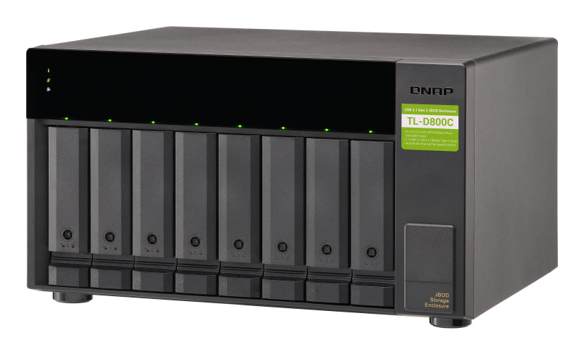 QNAP TL-D800C Boîtier de disques de stockage Boîtier disque dur/SSD Noir, Gris 2.5/3.5"