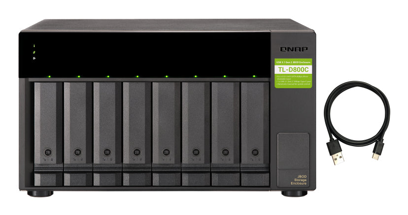 QNAP TL-D800C Boîtier de disques de stockage Boîtier disque dur/SSD Noir, Gris 2.5/3.5"