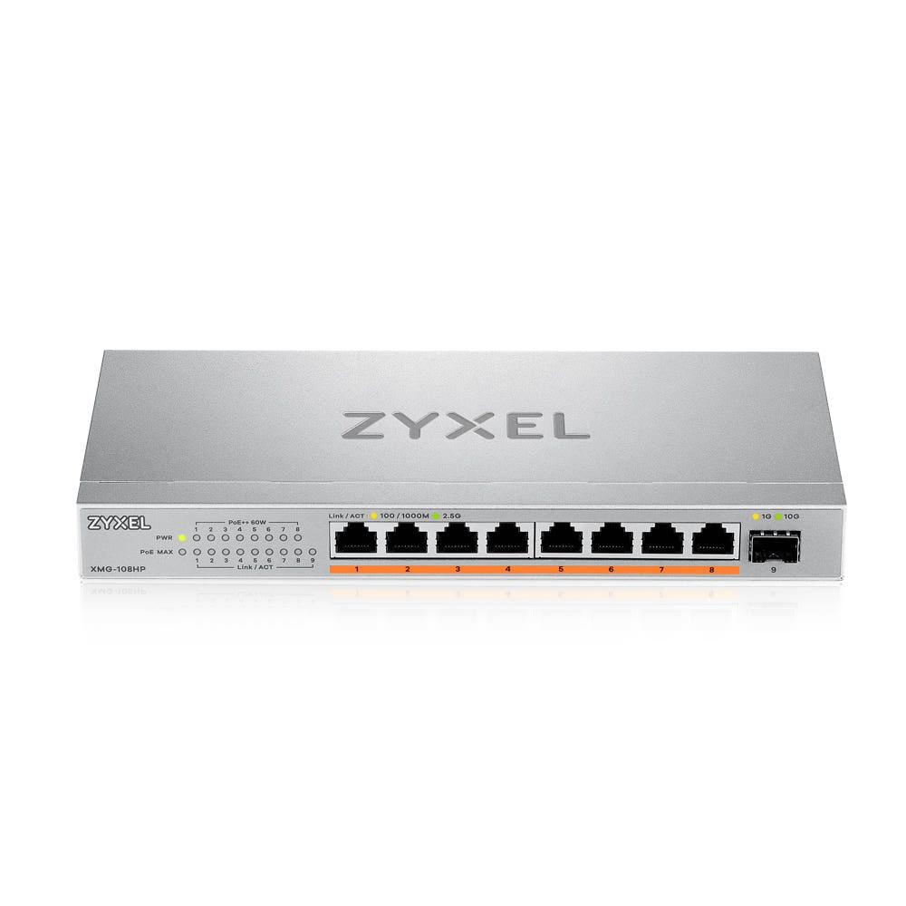 Zyxel XMG-108HP Non-géré 2.5G Ethernet (100/1000/2500) Connexion Ethernet, supportant l'alimentation via ce port (PoE)