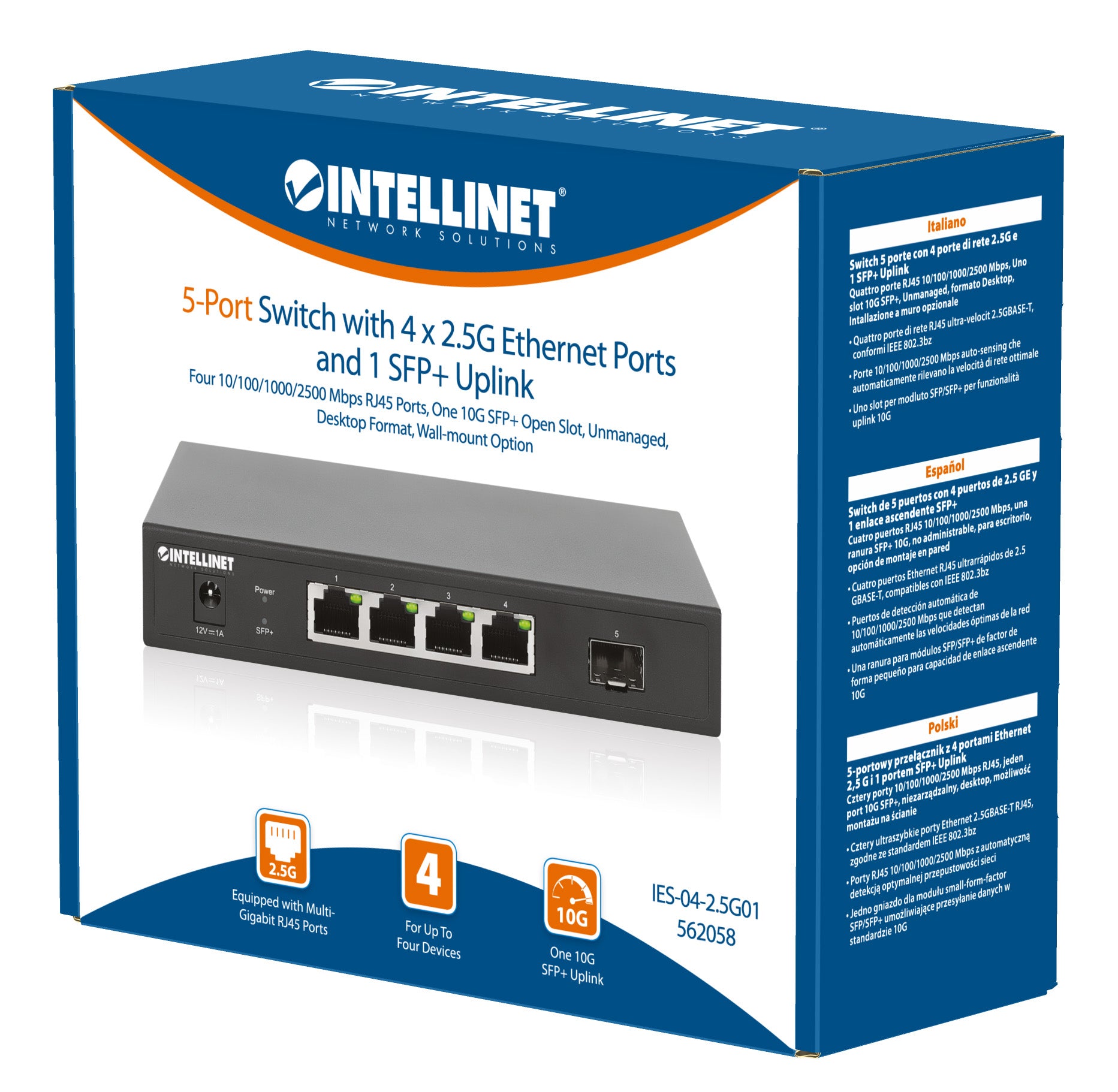 Intellinet 562058 commutateur réseau Non-géré 2.5G Ethernet (100/1000/2500) Noir