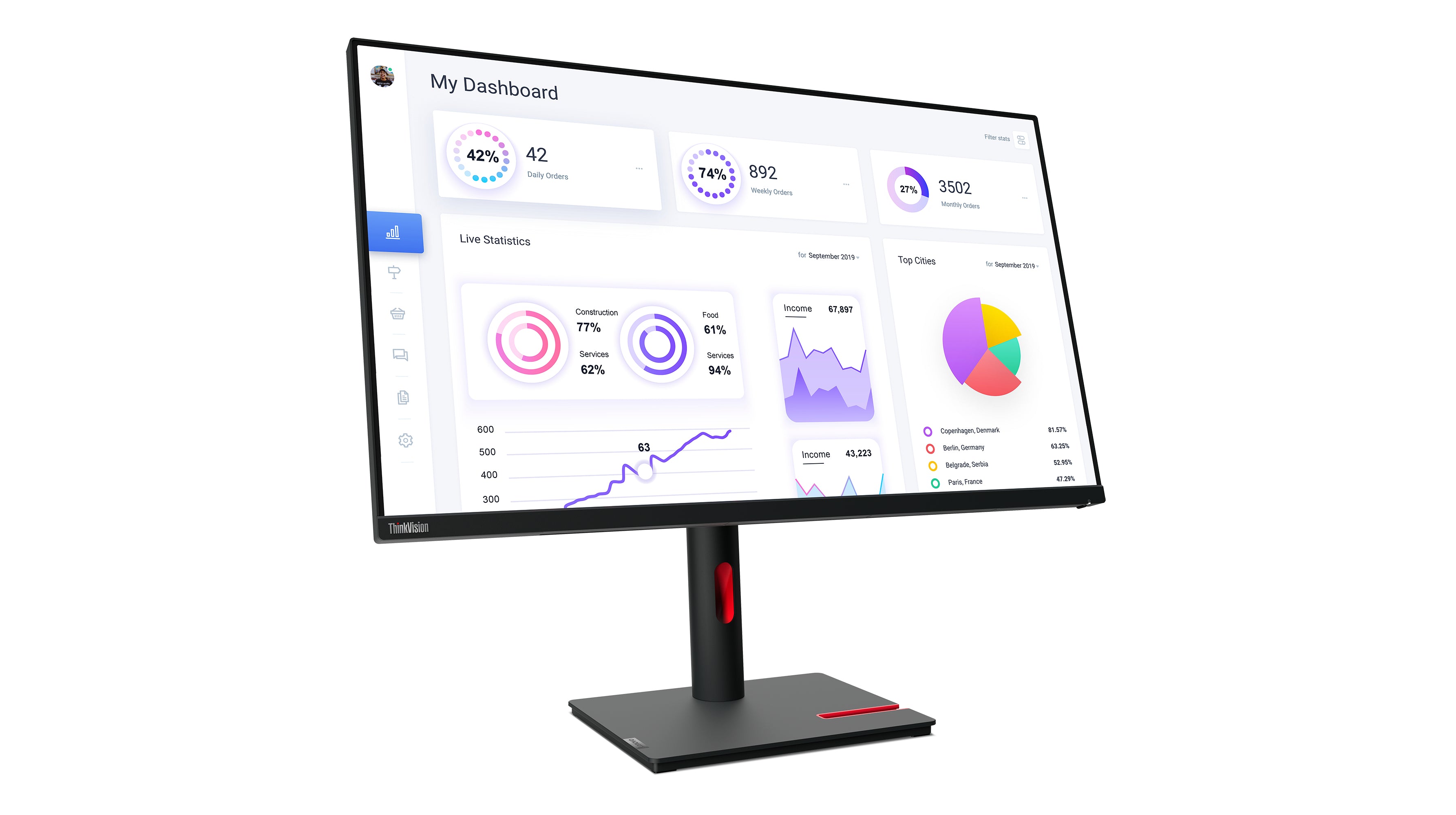 Lenovo ThinkVision T32p-30 LED display 80 cm (31.5") 3840 x 2160 pixels 4K Ultra HD Noir