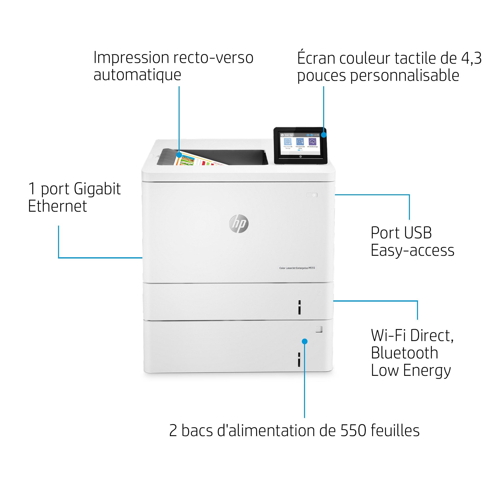 HP Color LaserJet Enterprise M555x, Imprimer, Impression recto-verso