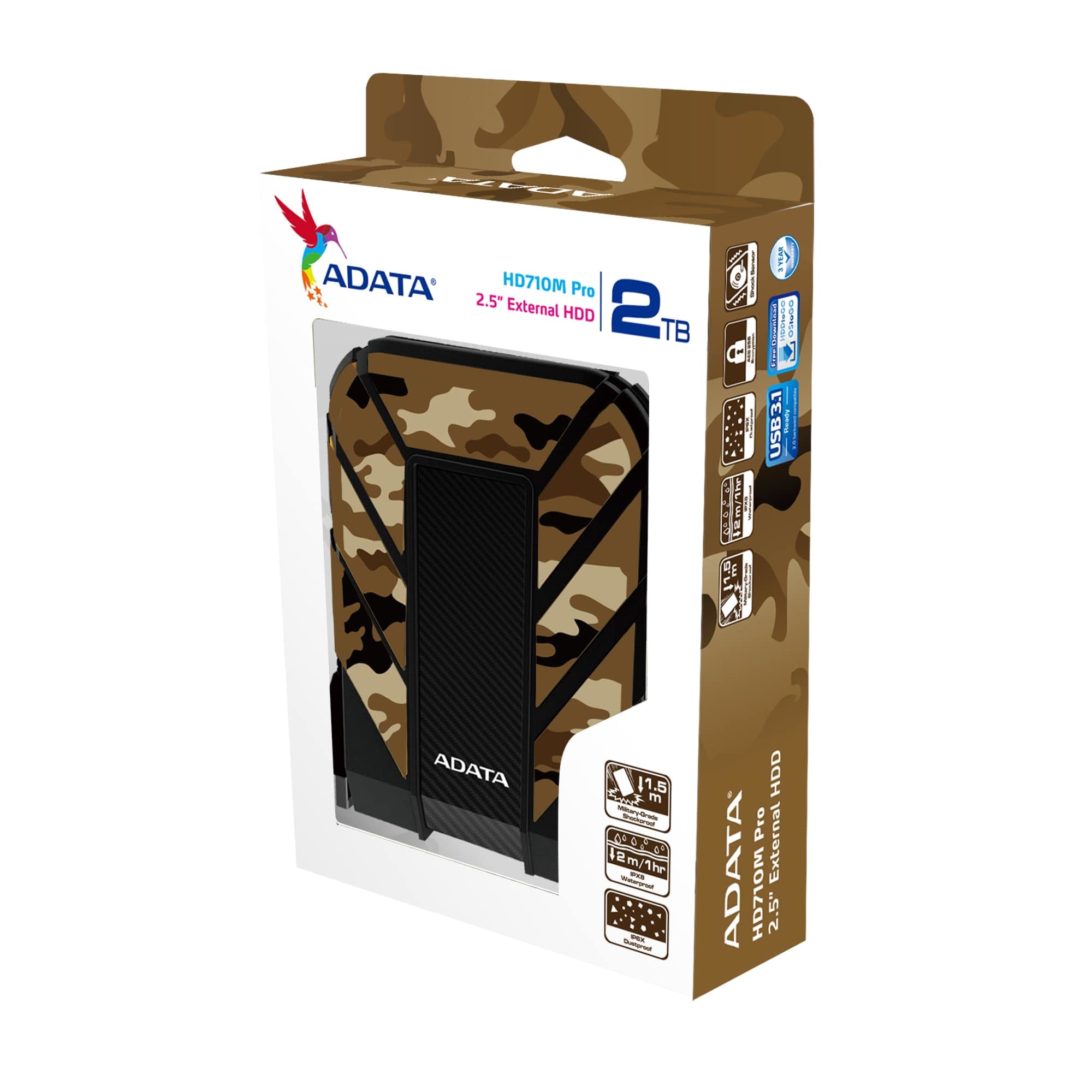 ADATA HD710M Pro disque dur externe 2 To USB Type-A / Micro-USB B 3.2 Gen 1 (3.1 Gen 1) Camouflage