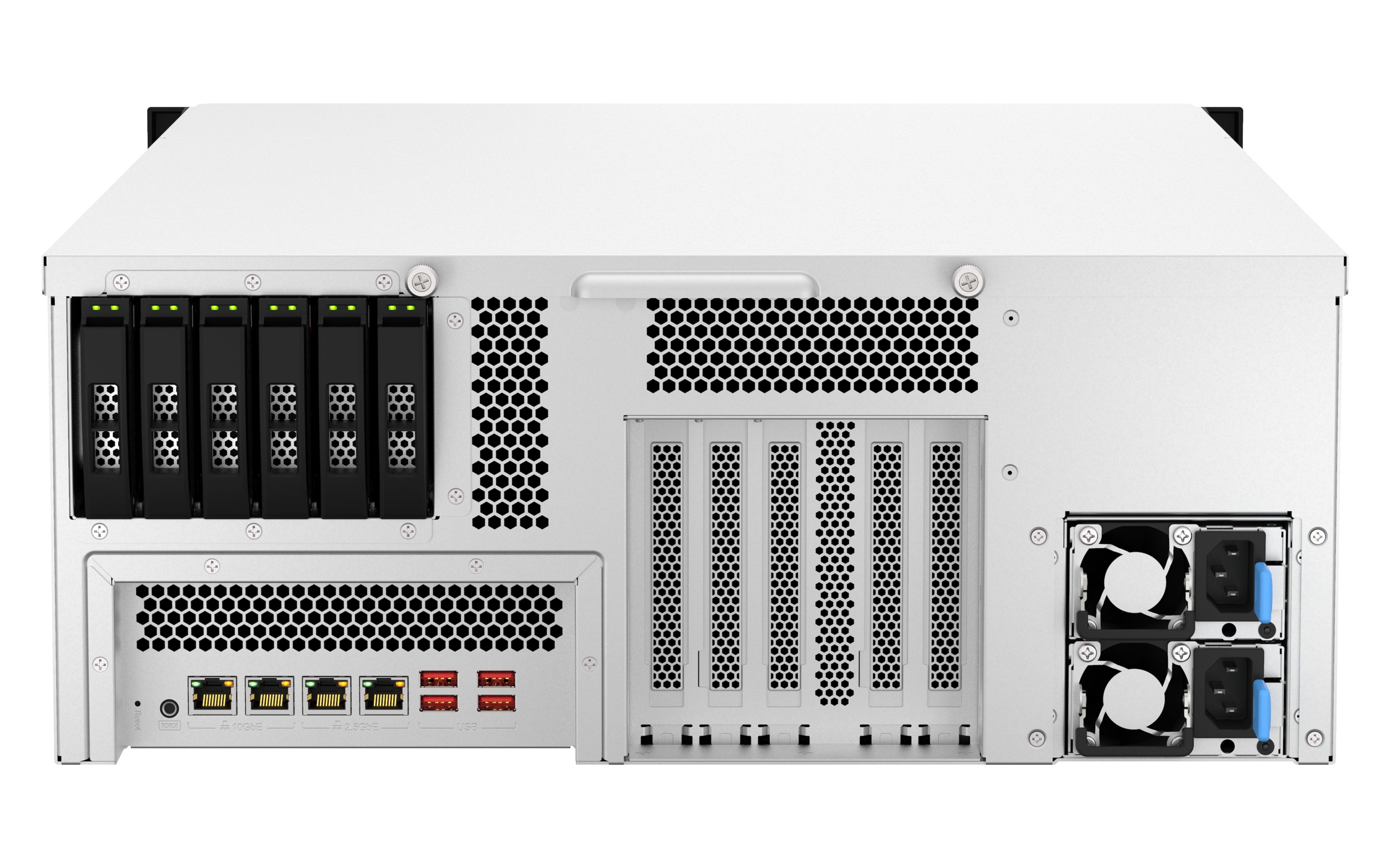 QNAP TS-H3087XU-RP NAS Rack (4 U) Intel Xeon E E-2378 64 Go DDR4 0 To QuTS hero Noir, Blanc