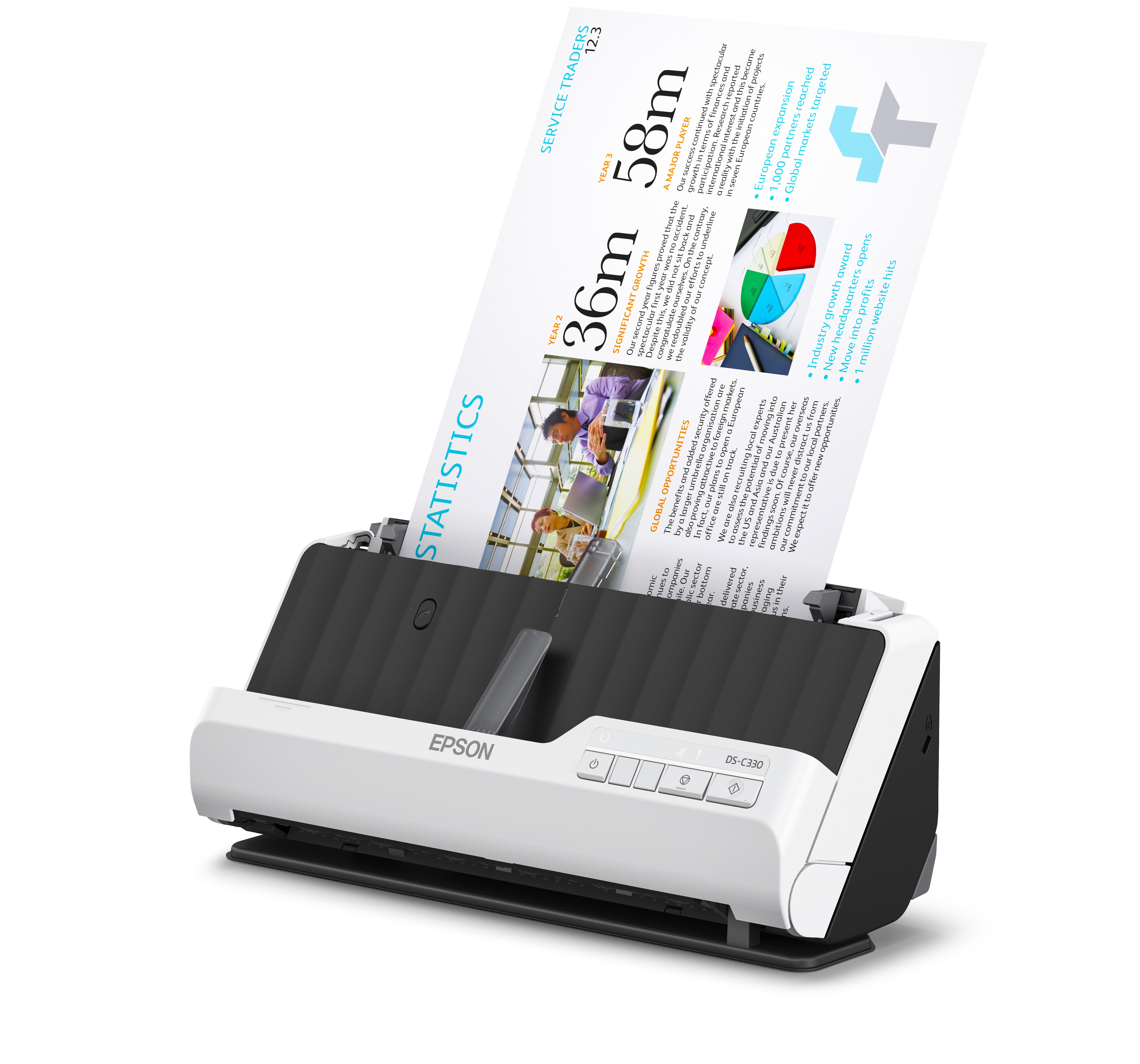 Epson DS-C330 Chargeur automatique de documents + Scanner à feuille 600 x 600 DPI A4 Noir, Blanc