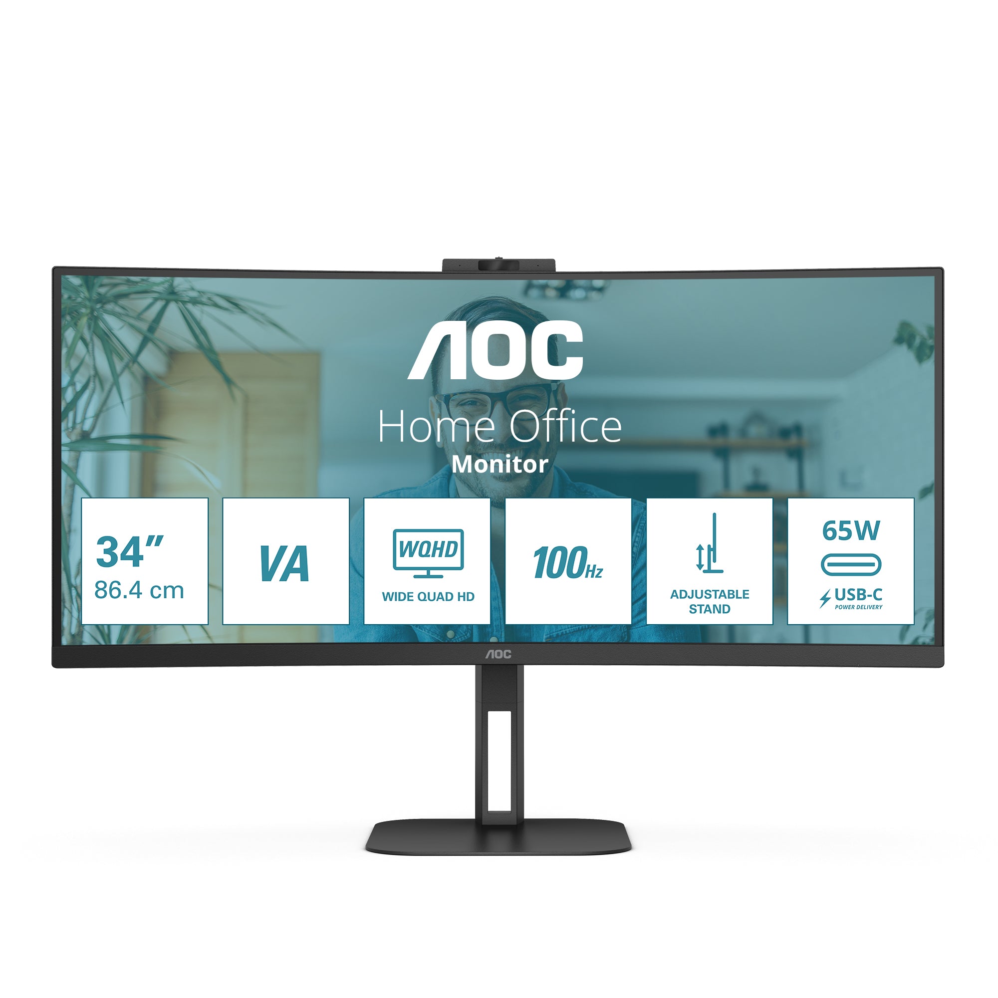 AOC V5 CU34V5CW LED display 86,4 cm (34") 3440 x 1440 pixels Wide Quad HD Noir