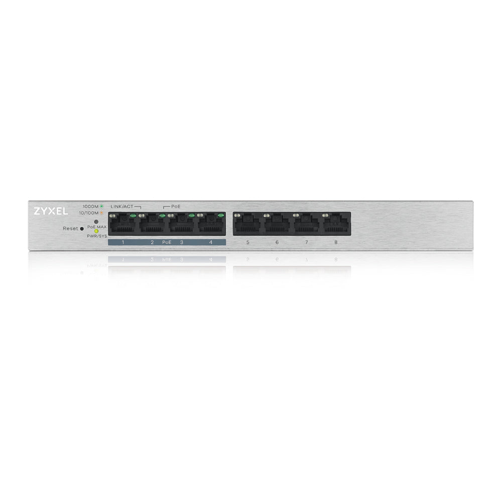 Zyxel GS1200-8HP v2 Géré Gigabit Ethernet (10/100/1000) Connexion Ethernet, supportant l'alimentation via ce port (PoE) Gris