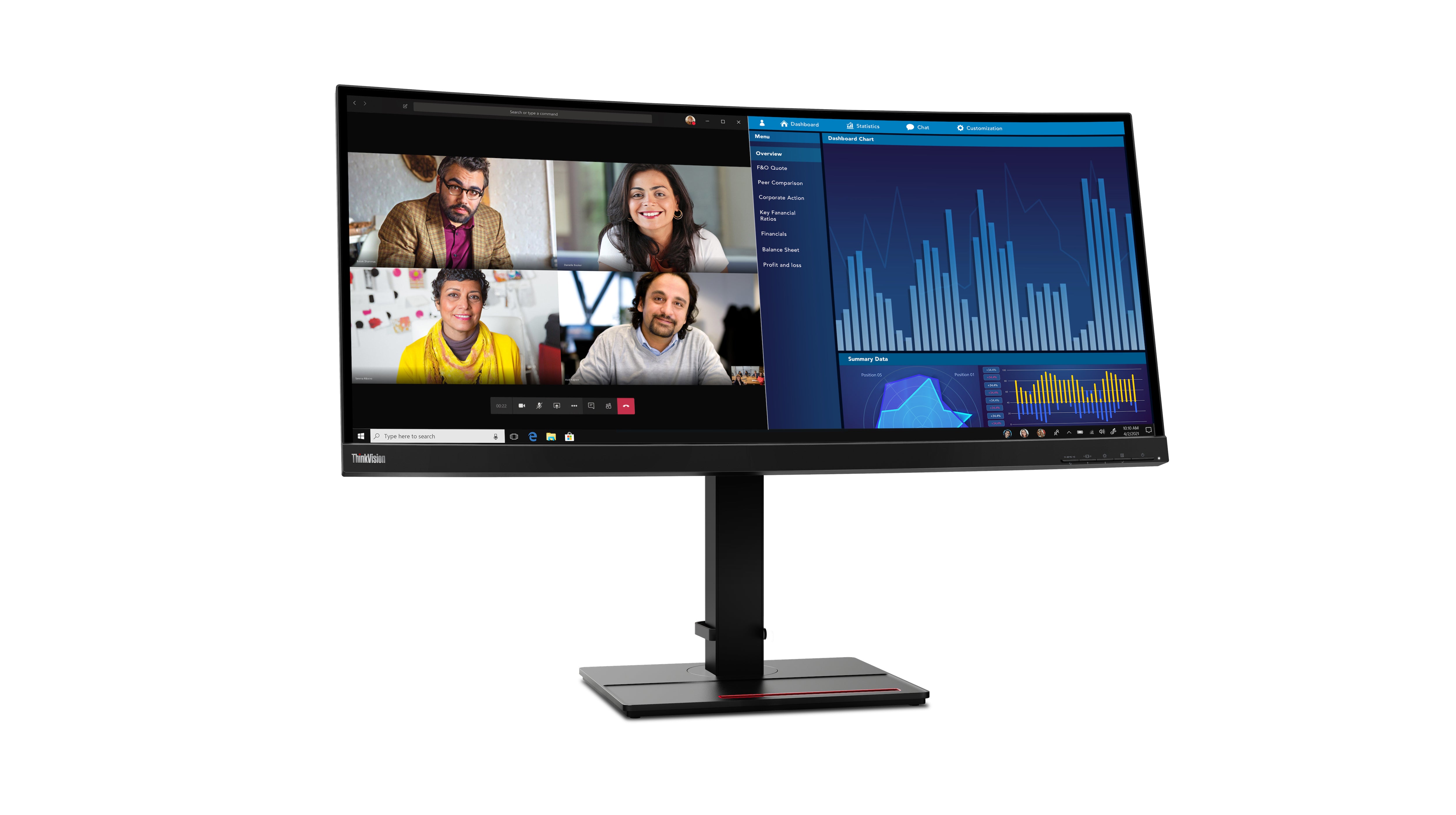 Lenovo ThinkVision P34w-20 LED display 86,7 cm (34.1") 3440 x 1440 pixels Wide Quad HD Noir