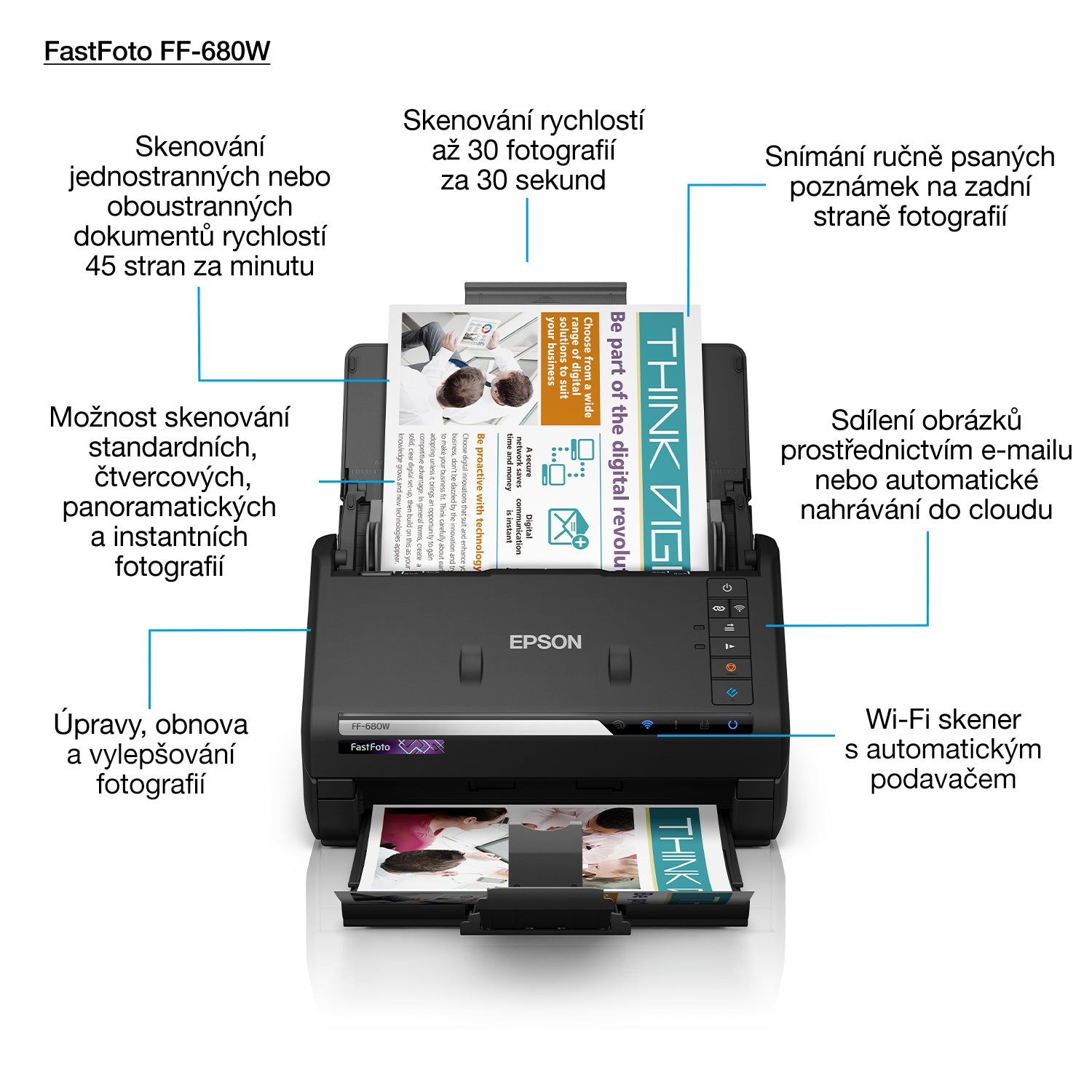 Epson FastFoto FF-680W Alimentation papier de scanner 600 x 600 DPI A4 Noir