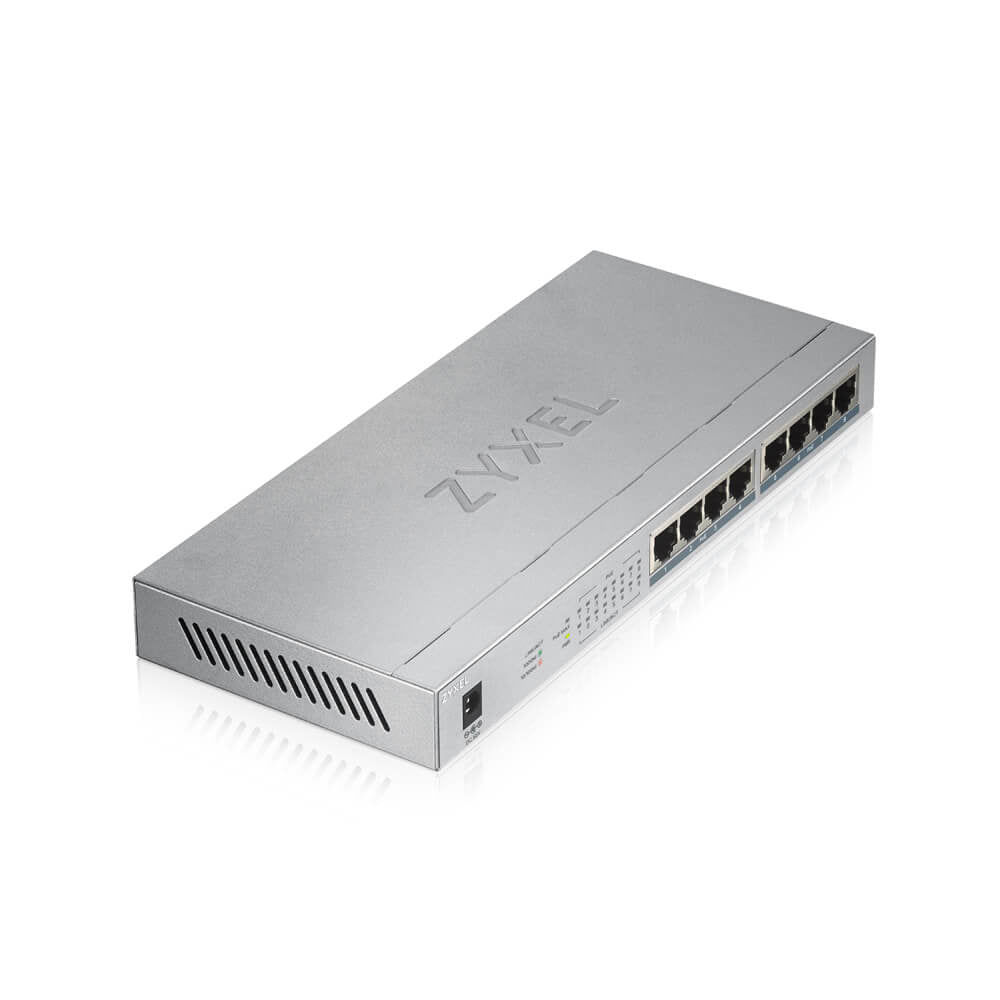 Zyxel GS1008HP Non-géré Gigabit Ethernet (10/100/1000) Connexion Ethernet, supportant l'alimentation via ce port (PoE) Gris
