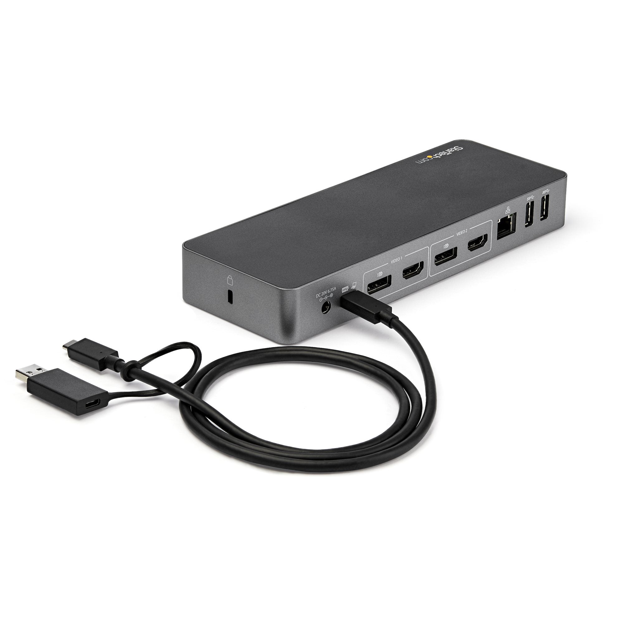 StarTech.com Station d'Accueil Universelle pour Ordinateur Portable, Station d'Accueil Hybride USB-C & USB-A, Dual 4K DP & HDMI, 60W PD, Mac / Windows / Chrome OS, 4x USB 5Gbps Hub, GbE