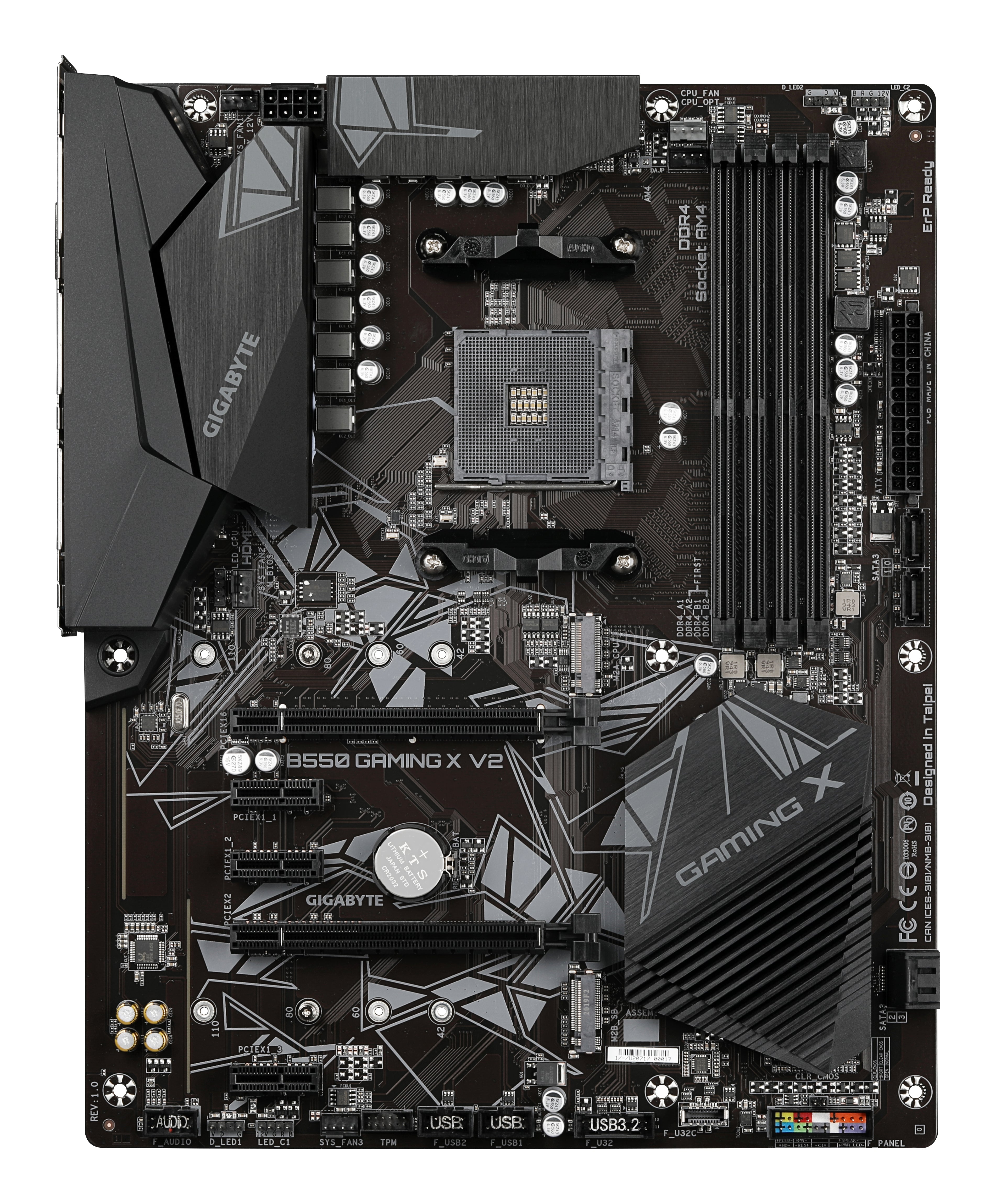 GIGABYTE B550 Gaming X V2 Carte mère - Processeurs AMD Ryzen 5000, VRM 10+3 phases, jusqu'à 4733 MHz DDR4, 1xPCIe 4.0 + 1xPCIe 3.0 M.2, LAN 1GbE, USB 3.2 Gen 2