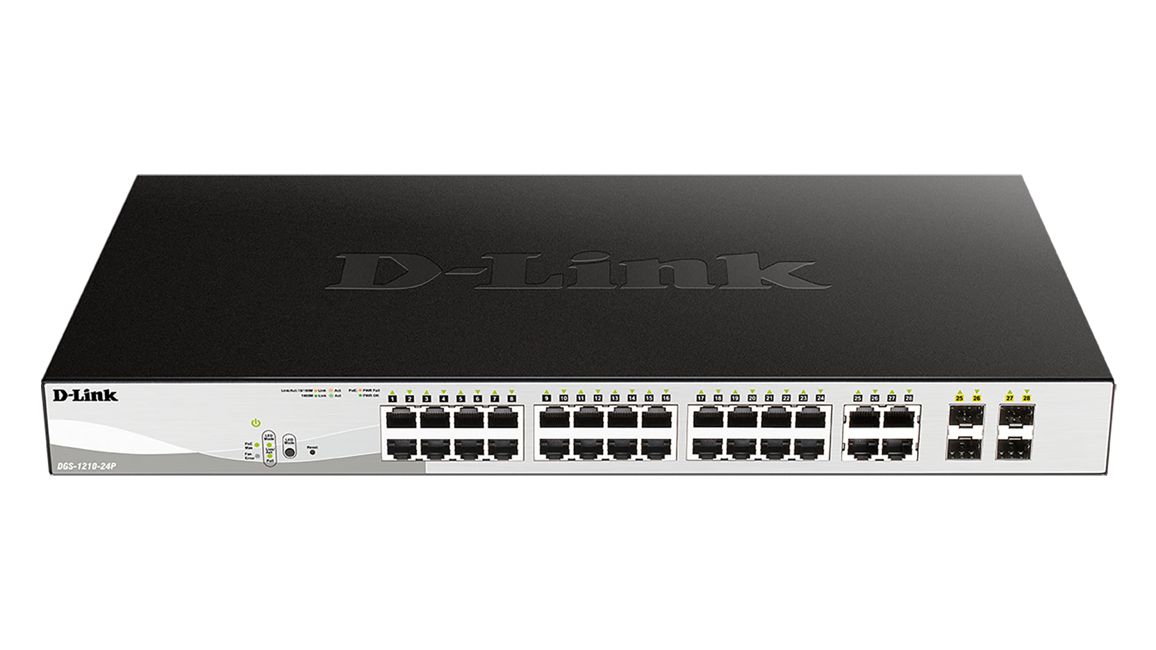 D-Link DGS-1210-24P commutateur réseau Géré L2 Gigabit Ethernet (10/100/1000) Connexion Ethernet, supportant l'alimentation via ce port (PoE) Noir