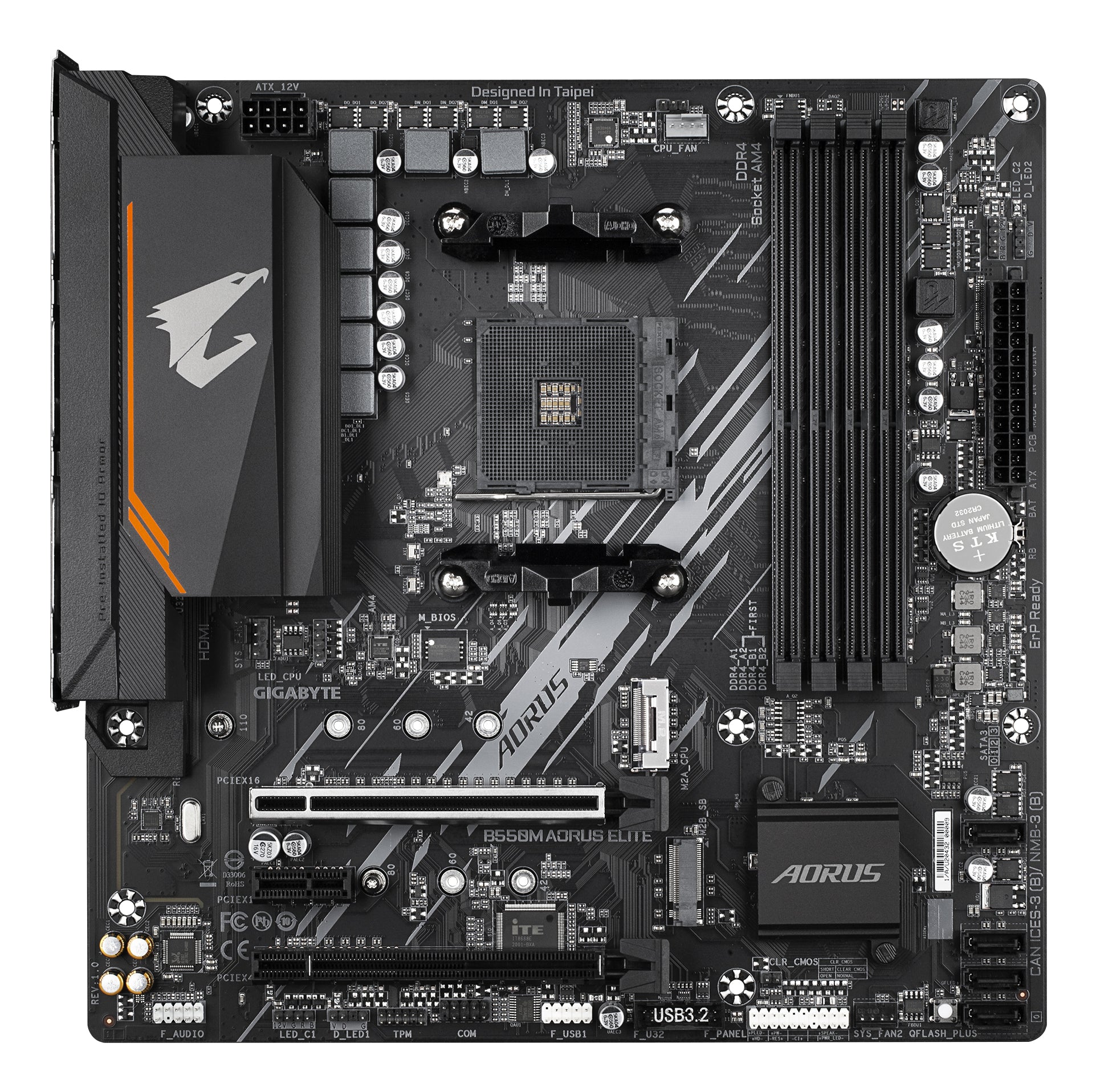 GIGABYTE B550M AORUS ELITE Carte mère - Processeurs AMD Ryzen 5000, VRM 5+3 phases, jusqu'à 4733 MHz DDR4, 1xPCIe 4.0 + 1xPCIe 3.0 M.2, LAN 1GbE, USB 3.2 Gen 1