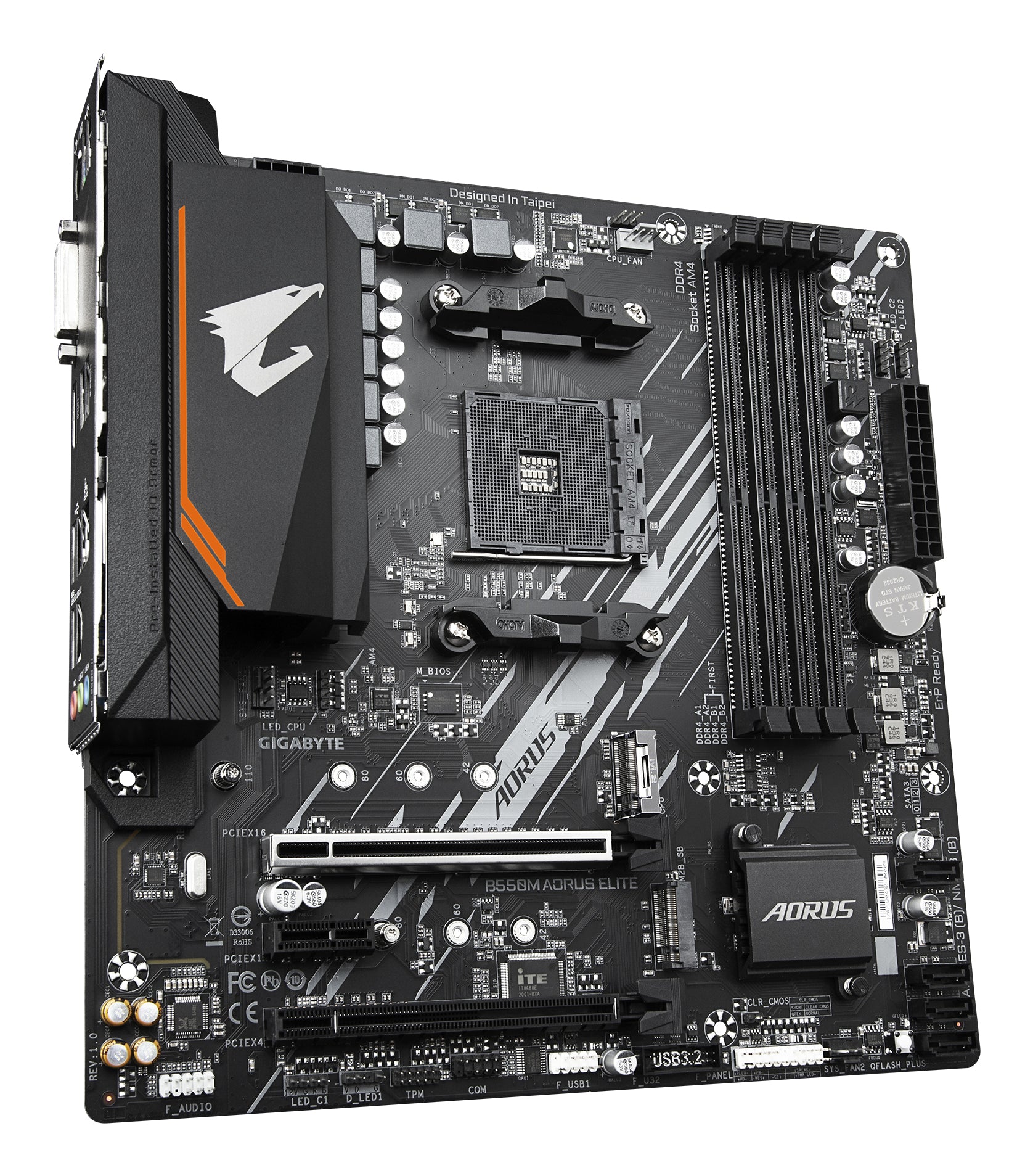 GIGABYTE B550M AORUS ELITE Carte mère - Processeurs AMD Ryzen 5000, VRM 5+3 phases, jusqu'à 4733 MHz DDR4, 1xPCIe 4.0 + 1xPCIe 3.0 M.2, LAN 1GbE, USB 3.2 Gen 1