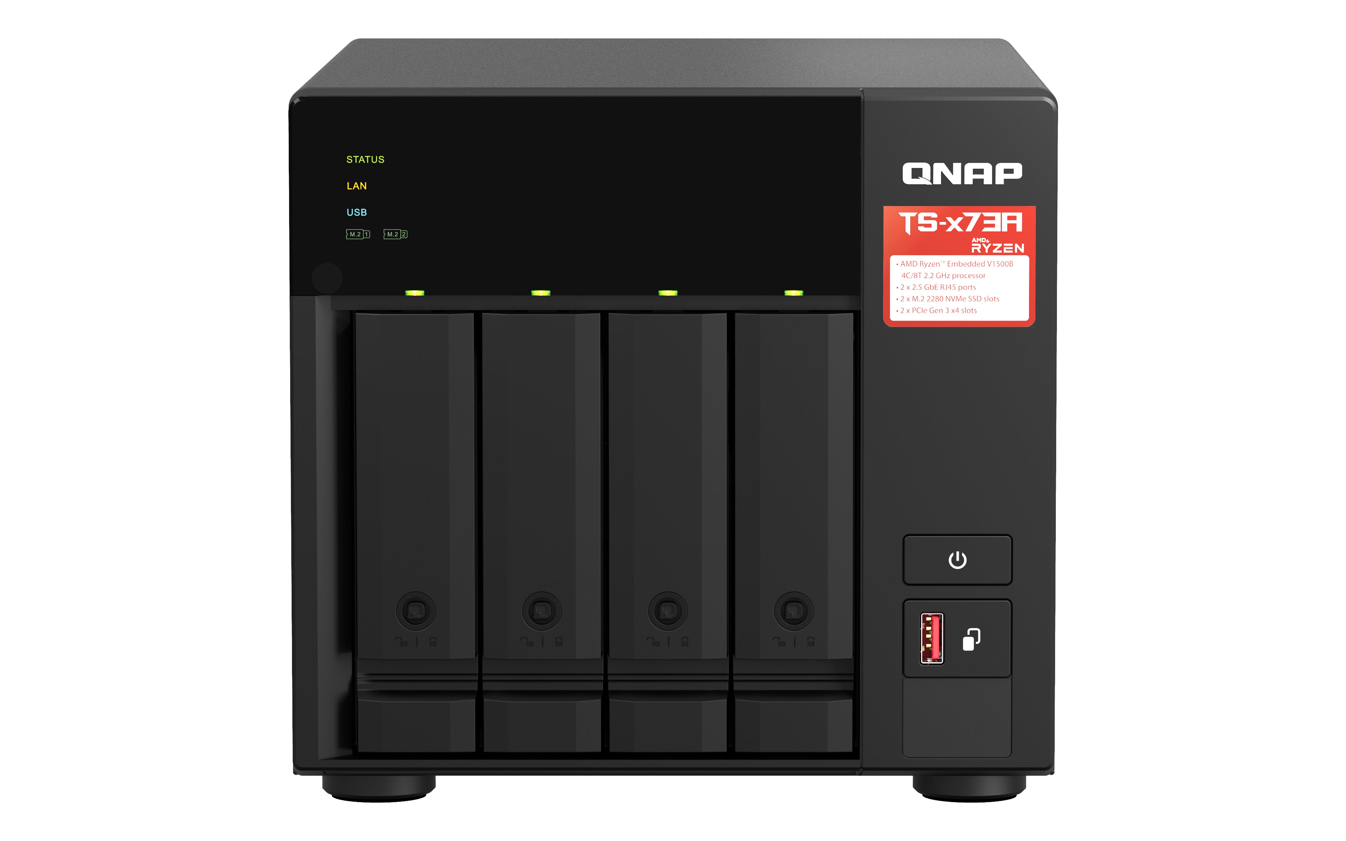 QNAP TS-473A + QSW-1105-5T Bundle Pack NAS Tower Ryzen Embedded V1500B 8 Go DDR4 0 To QNAP Turbo System Noir