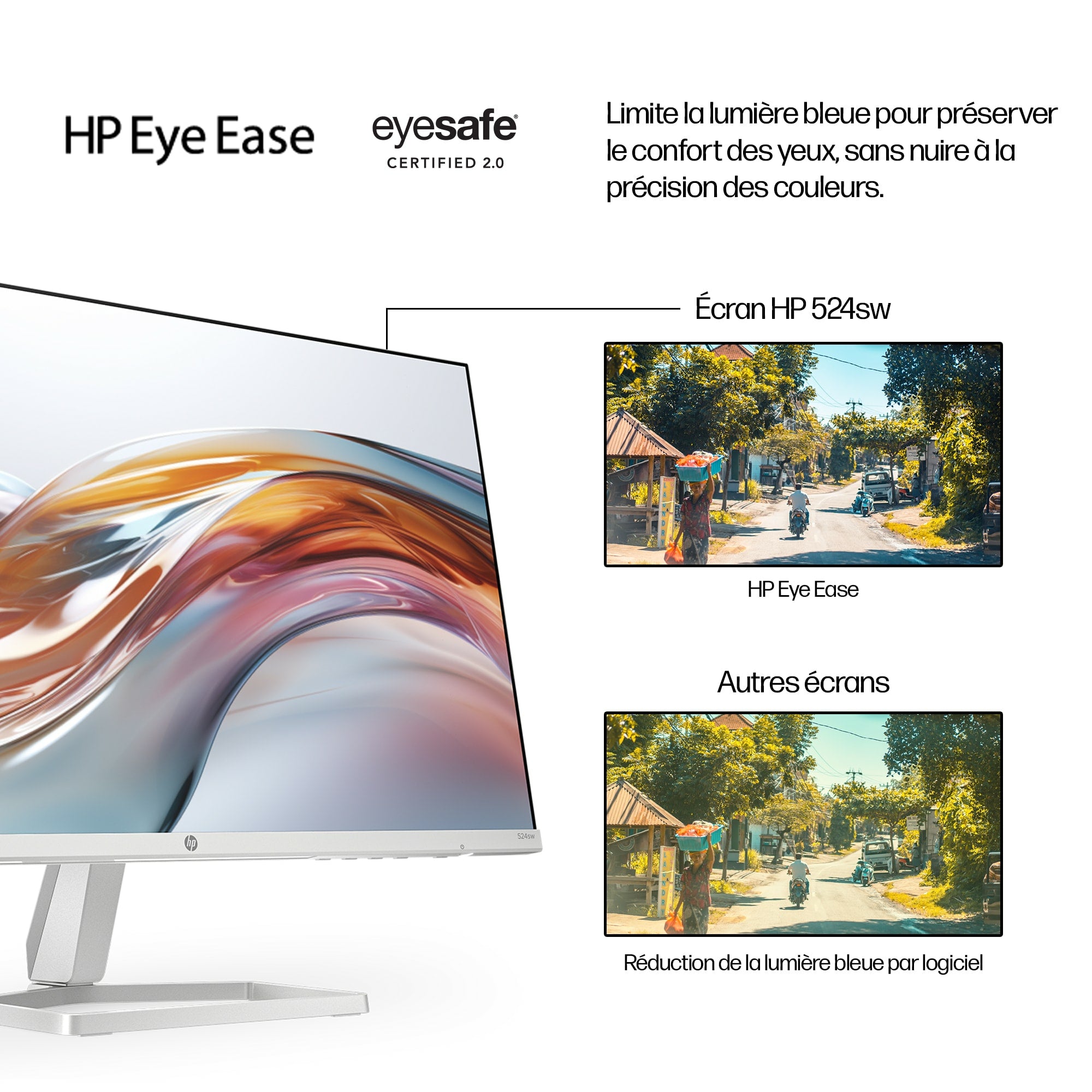 HP Écran Full HD blanc 23,8 pouces Série 5 - 524sw