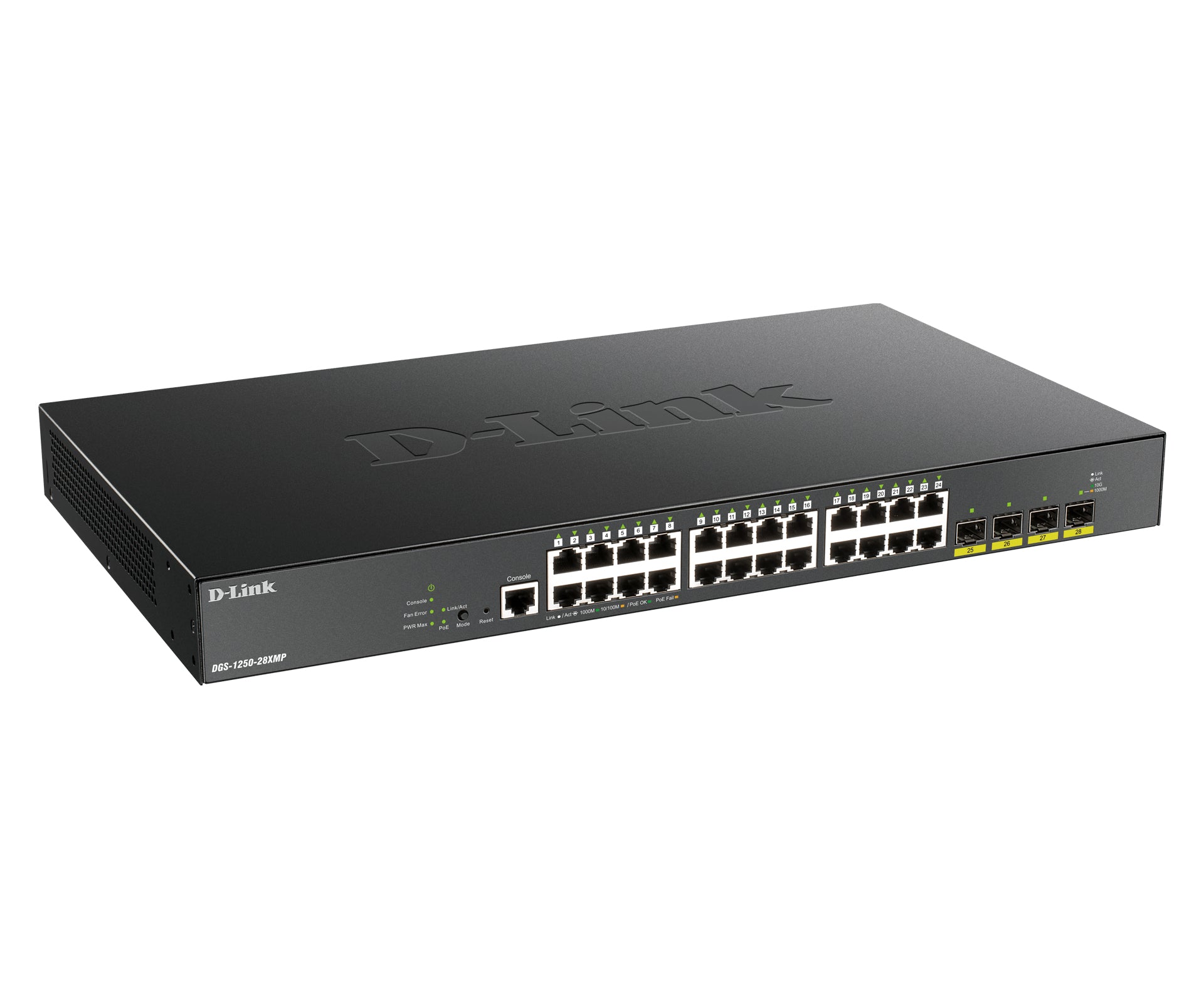D-Link DGS-1250-28XMP Géré L3 Gigabit Ethernet (10/100/1000) Connexion Ethernet, supportant l'alimentation via ce port (PoE) Noir