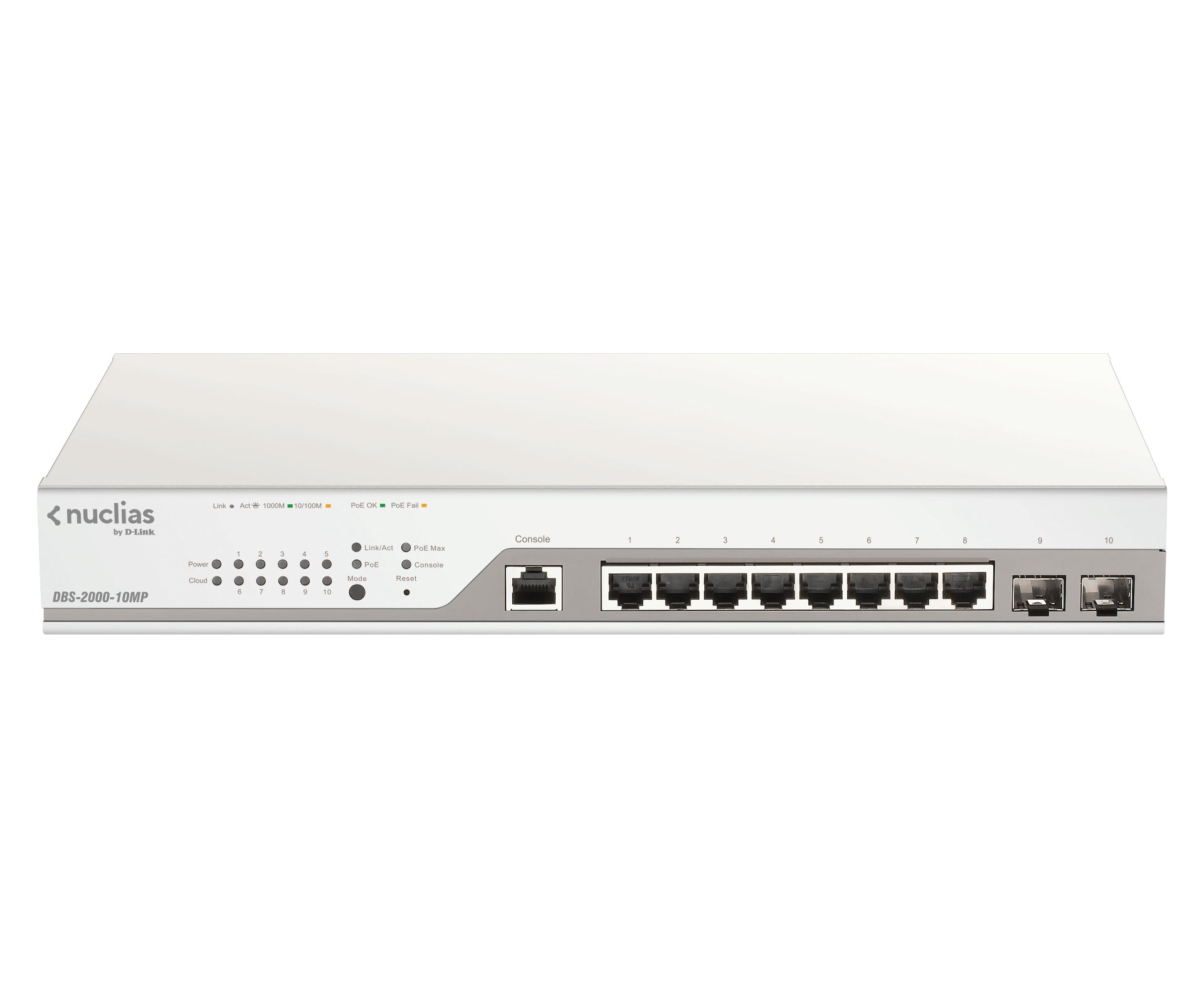 D-Link DBS-2000-10MP commutateur réseau Géré L2 Gigabit Ethernet (10/100/1000) Connexion Ethernet, supportant l'alimentation via ce port (PoE) Gris