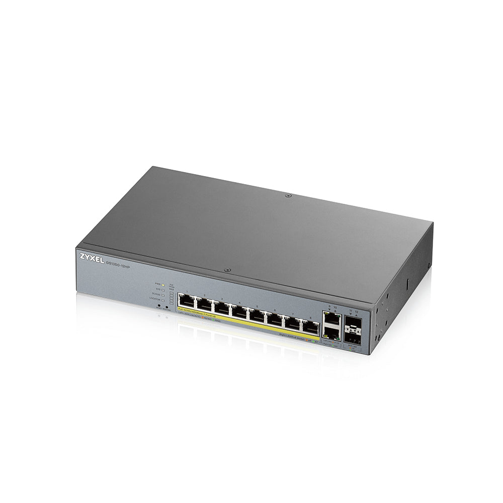 Zyxel GS1350-12HP-EU0101F commutateur réseau Géré L2 Gigabit Ethernet (10/100/1000) Connexion Ethernet, supportant l'alimentation via ce port (PoE) Gris
