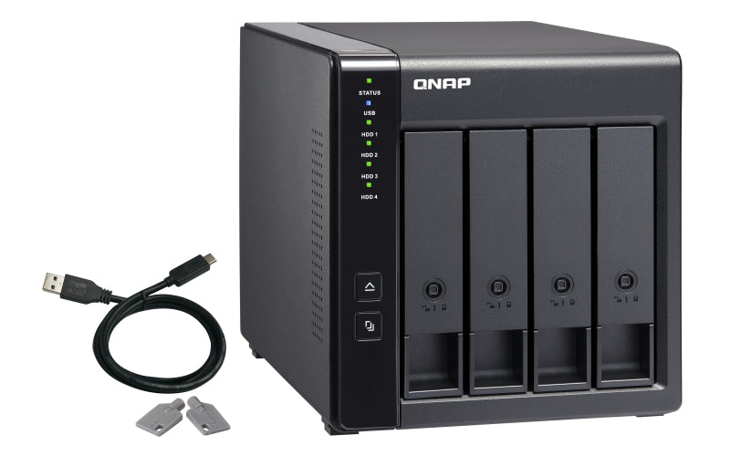 QNAP TR-004 Boîtier de disques de stockage Boîtier disque dur/SSD Noir 2.5/3.5"