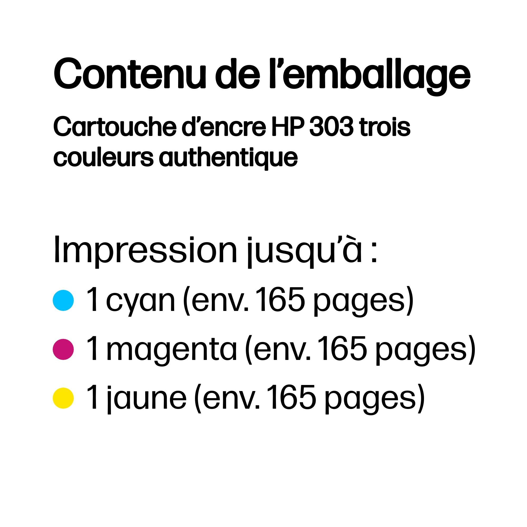 HP Cartouche d’encre 303 trois couleurs authentique