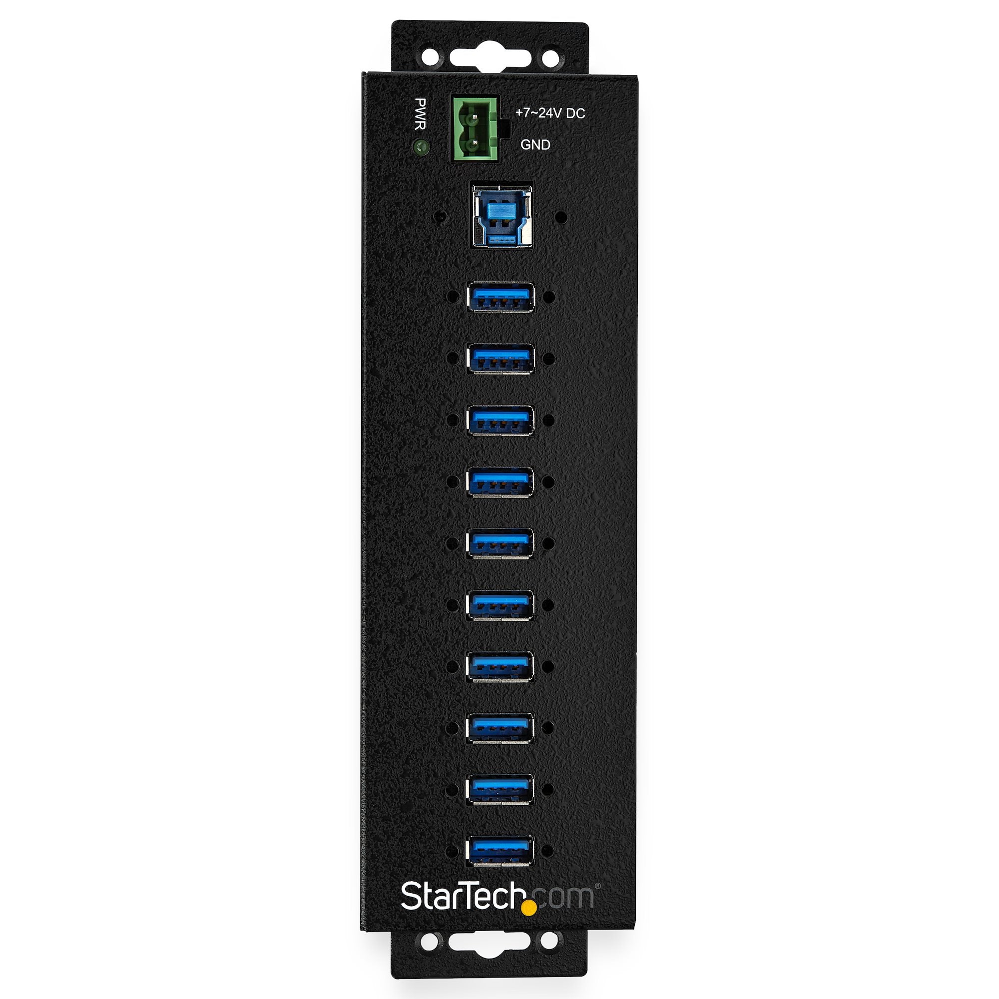 StarTech.com Hub USB 3.0 10 ports avec adaptateur d'alimentation - Hub USB-A industriel en métal avec protection contre les décharges électrostatiques et les surtensions de 350W - Montable sur Din/Mur/Bureau - Hub USB 3.2 Gen 1 (5Gbps) haut débit