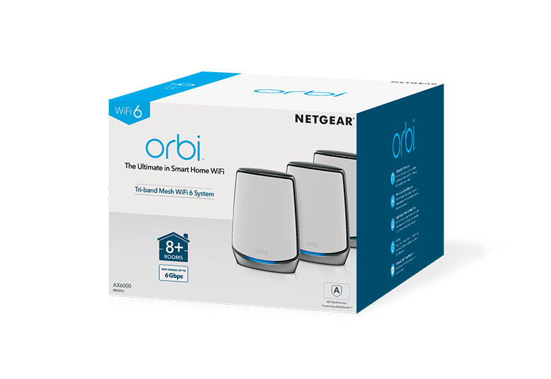 NETGEAR Orbi RBK853 AX6000 WiFi 6 Mesh System Tri-bande (2,4 GHz / 5 GHz / 5 GHz) Wi-Fi 6 (802.11ax) Gris 4 Interne