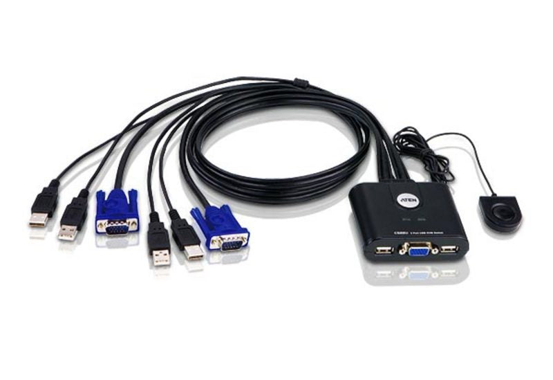 ATEN Commutateur KVM à câble VGA USB 2 ports avec sélecteur de port distant