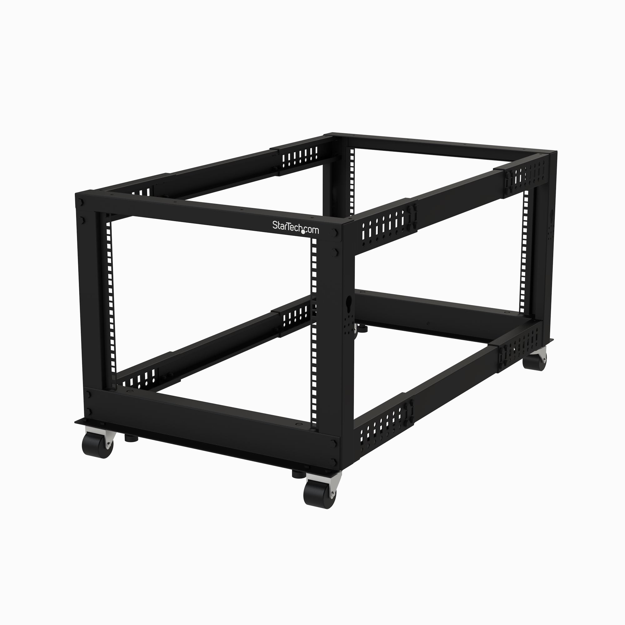 StarTech.com Rack Serveur Mobile 8U à 4 Montants, Rack Réseau 19" avec Roulettes, Rack Roulant avec Profondeur Ajustable pour PC/AV/Données/Équipement IT - Roulettes, Pieds de Nivellement ou Montage au Sol