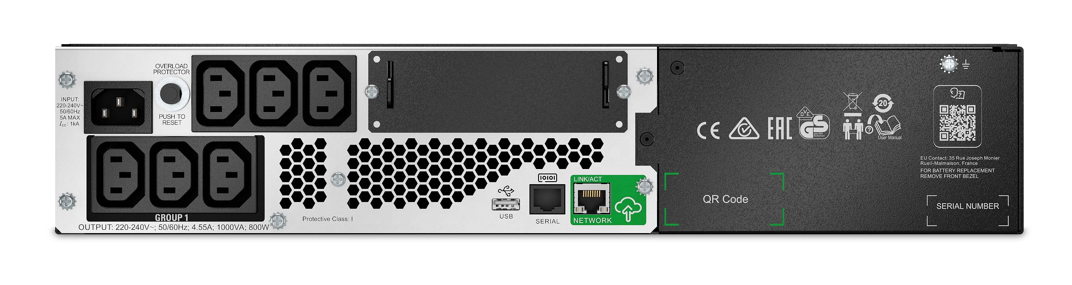 APC Smart-UPS Li-ion SMTL1000RMI2UC - 6x C13, courte profondeur, montage en rack 2U, SmartConnect, 1000 VA