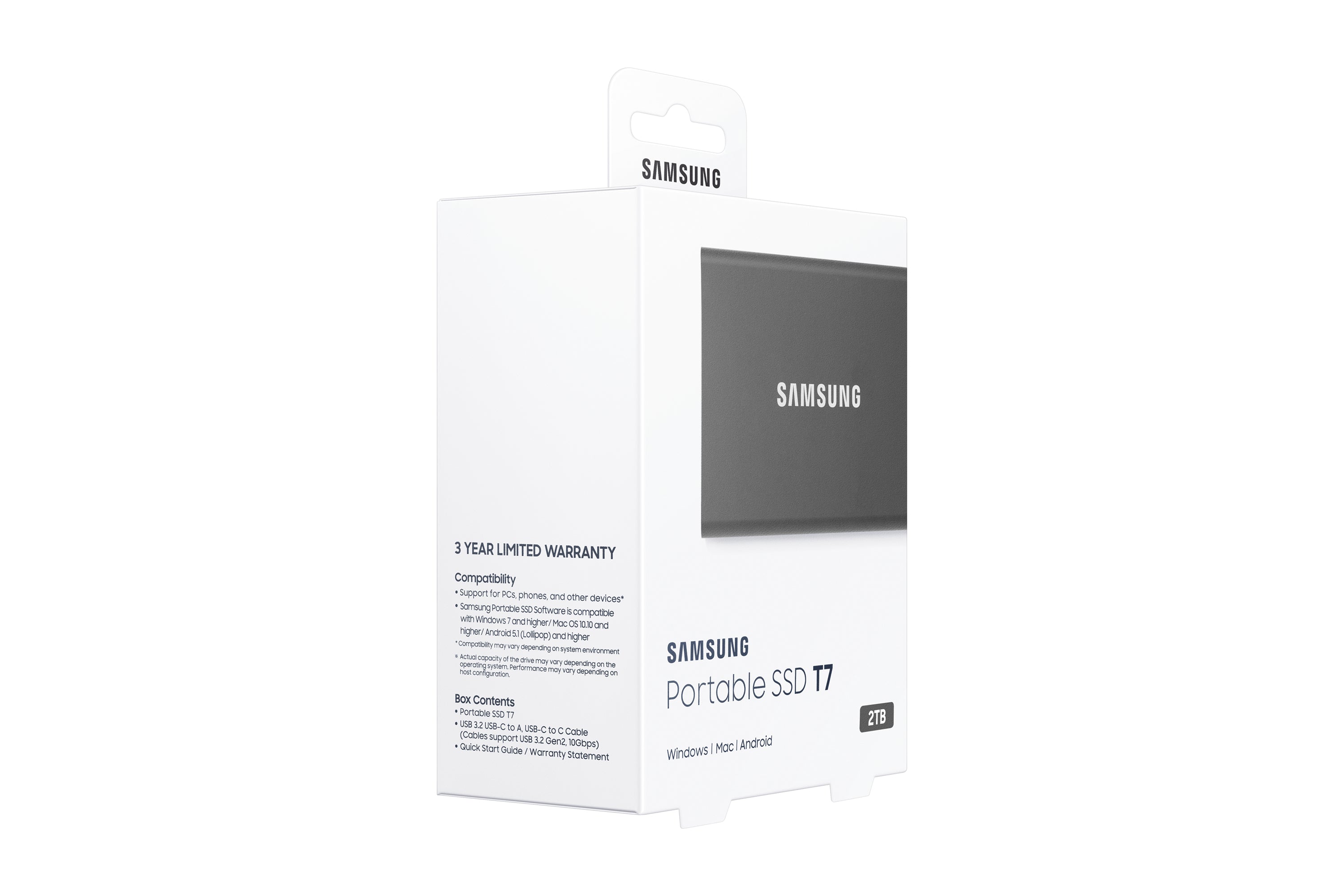 Samsung Portable SSD T7 2 To USB Type-C 3.2 Gen 2 (3.1 Gen 2) Gris