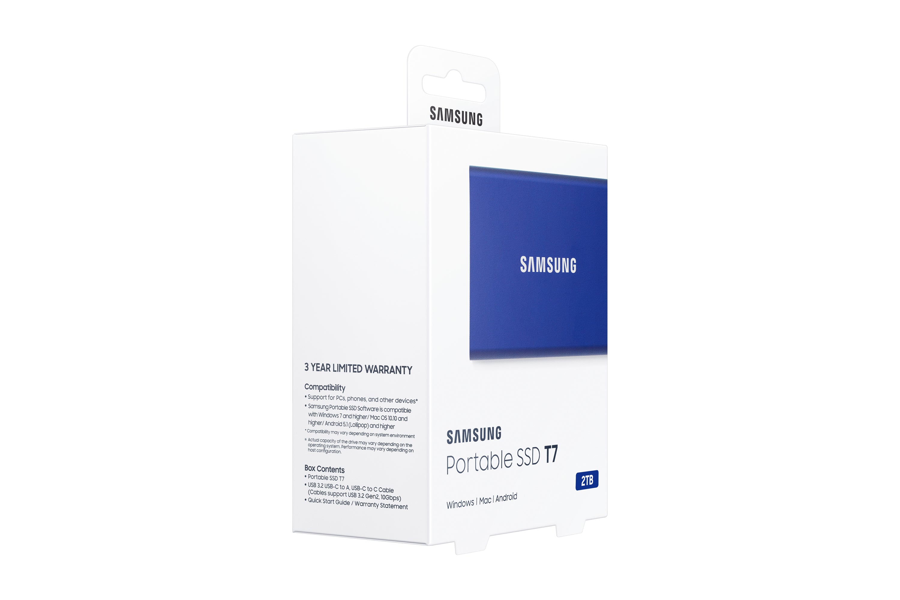 Samsung Portable SSD T7 2 To USB Type-C 3.2 Gen 2 (3.1 Gen 2) Bleu