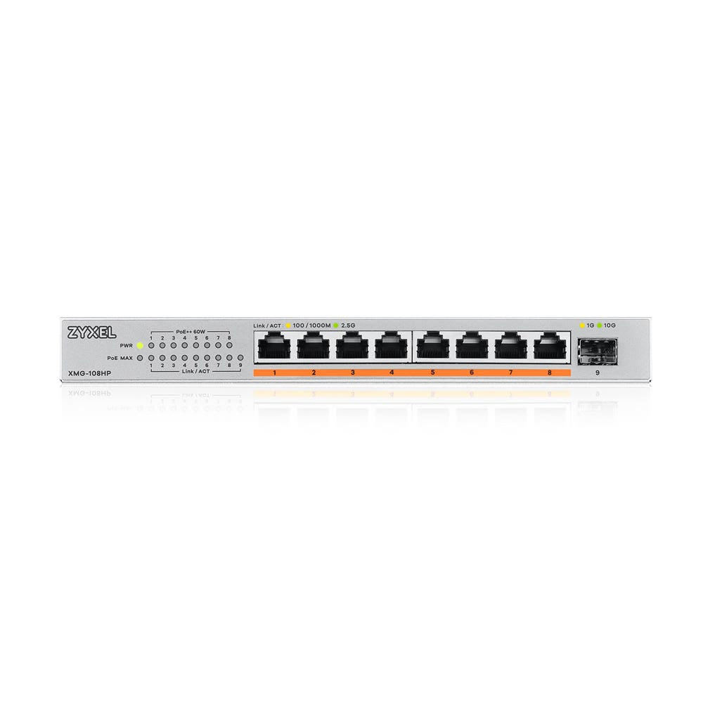 Zyxel XMG-108HP Non-géré 2.5G Ethernet (100/1000/2500) Connexion Ethernet, supportant l'alimentation via ce port (PoE)