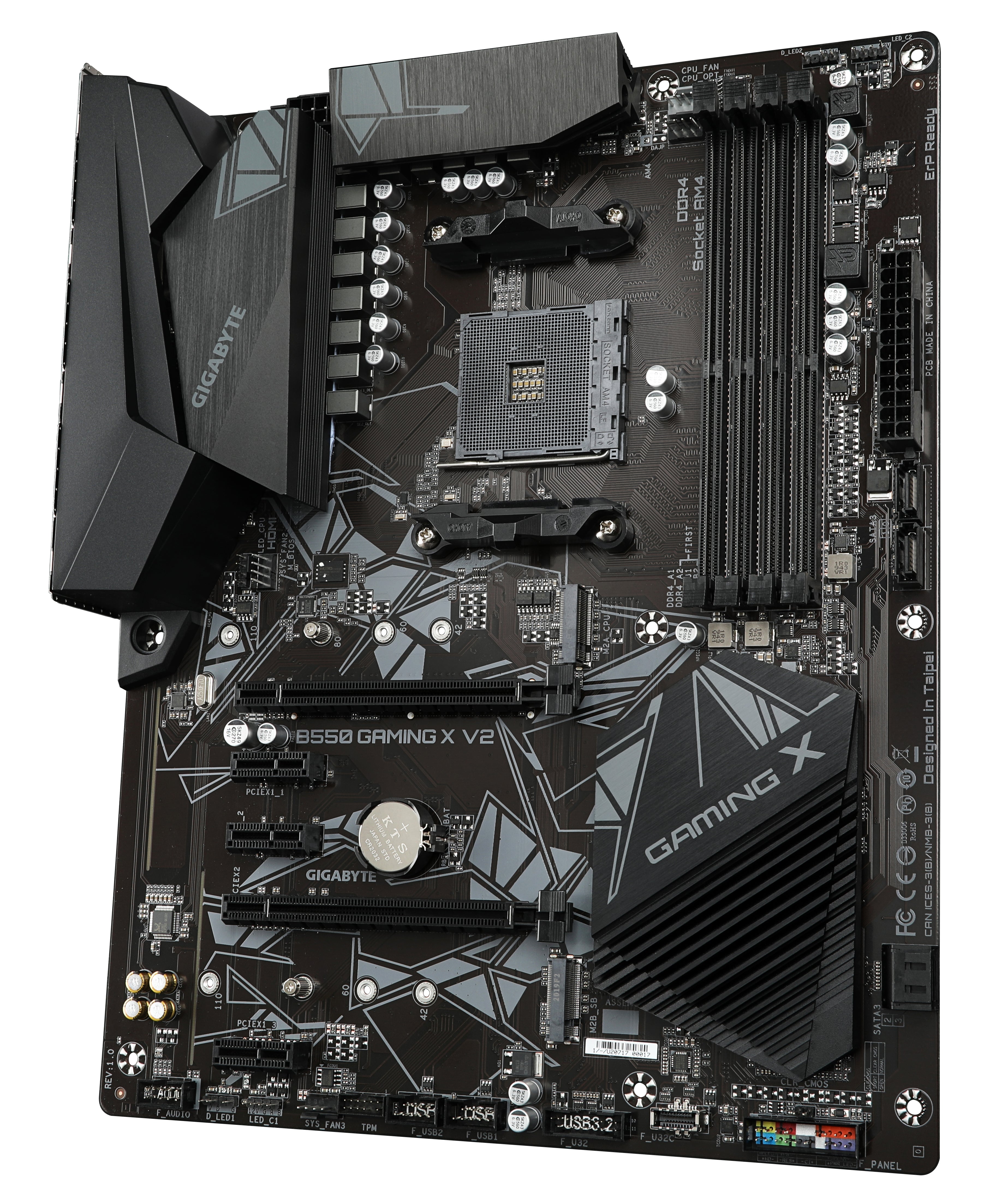GIGABYTE B550 Gaming X V2 Carte mère - Processeurs AMD Ryzen 5000, VRM 10+3 phases, jusqu'à 4733 MHz DDR4, 1xPCIe 4.0 + 1xPCIe 3.0 M.2, LAN 1GbE, USB 3.2 Gen 2