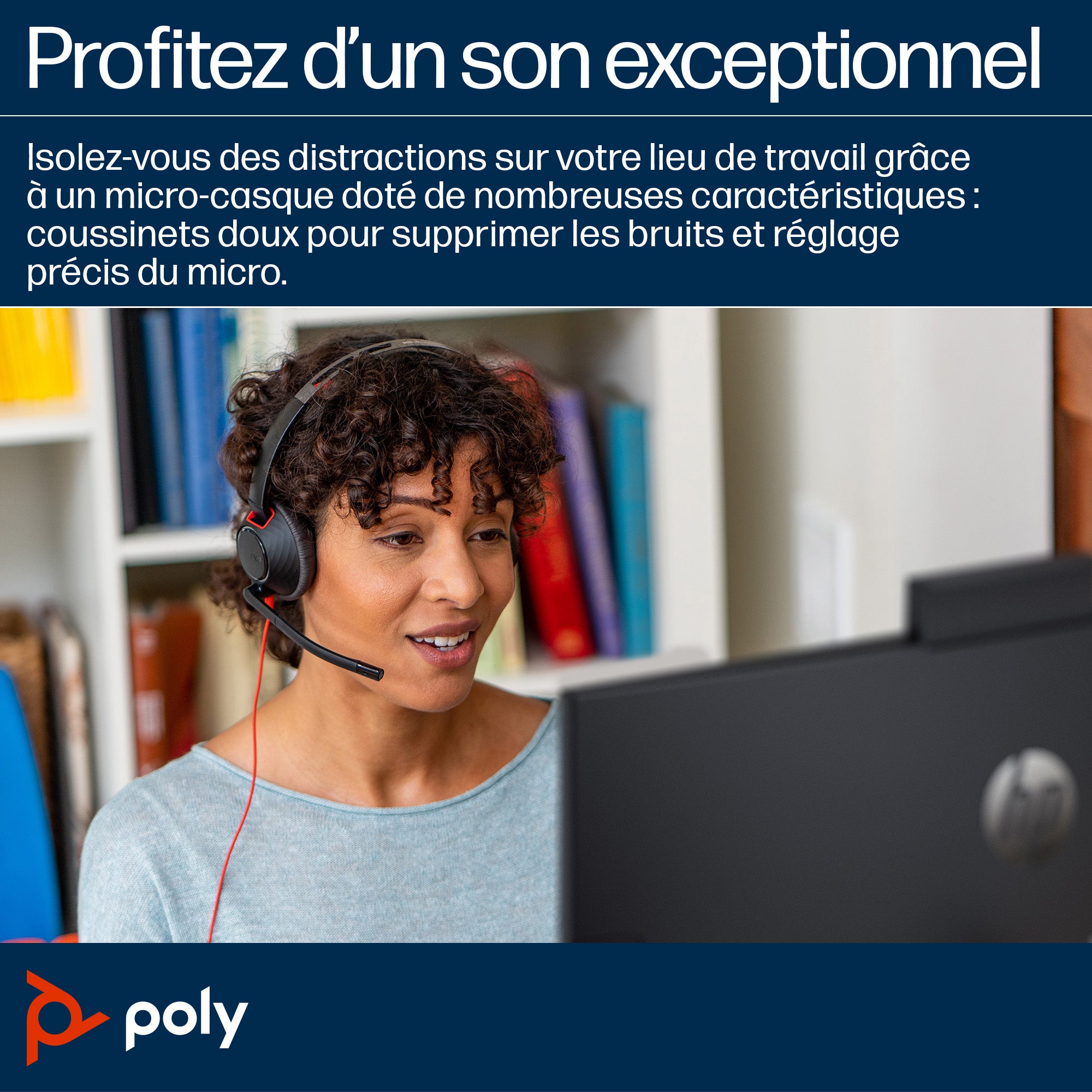 Poly Micro-casque monaural USB-C Blackwire 5210 + prise 3,5 mm + adaptateur USB-C/A