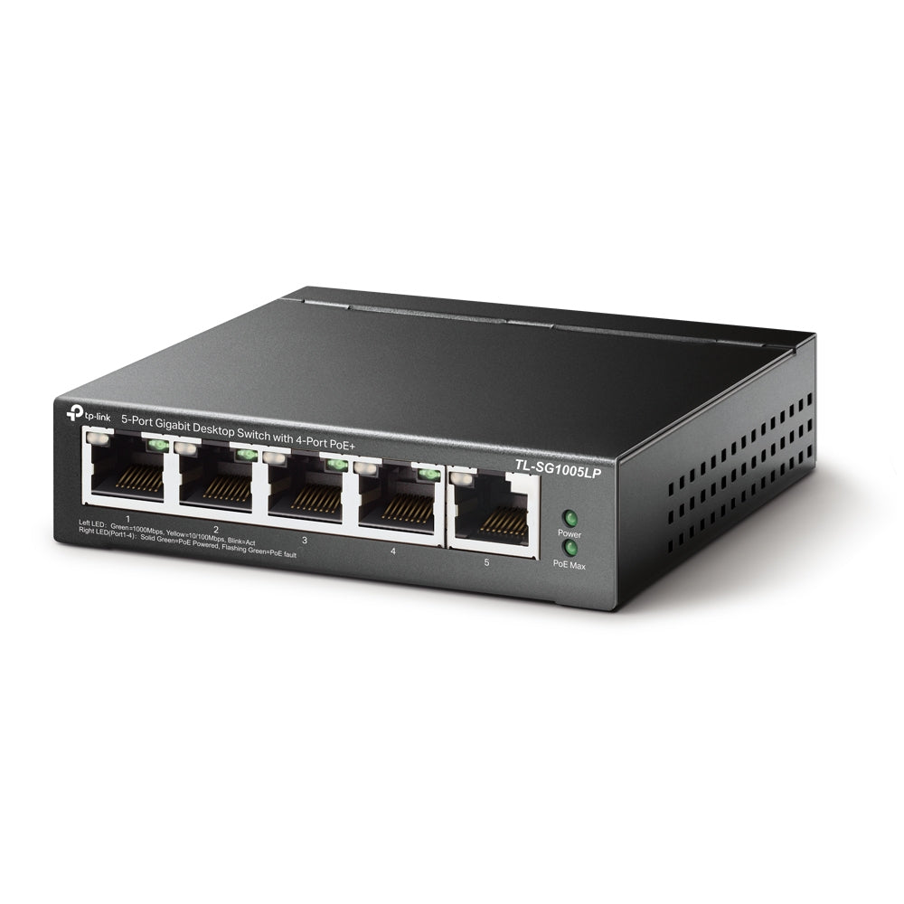 TP-Link TL-SG1005LP commutateur réseau Non-géré Gigabit Ethernet (10/100/1000) Connexion Ethernet, supportant l'alimentation via ce port (PoE) Noir