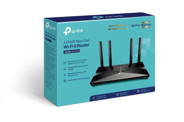 TP-Link Archer AX1500 routeur sans fil Gigabit Ethernet Bi-bande (2,4 GHz / 5 GHz) Noir