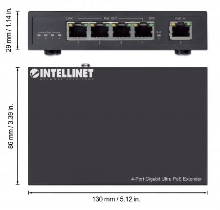Intellinet 561617 prolongateur réseau Émetteur réseau Noir 10, 100, 1000 Mbit/s