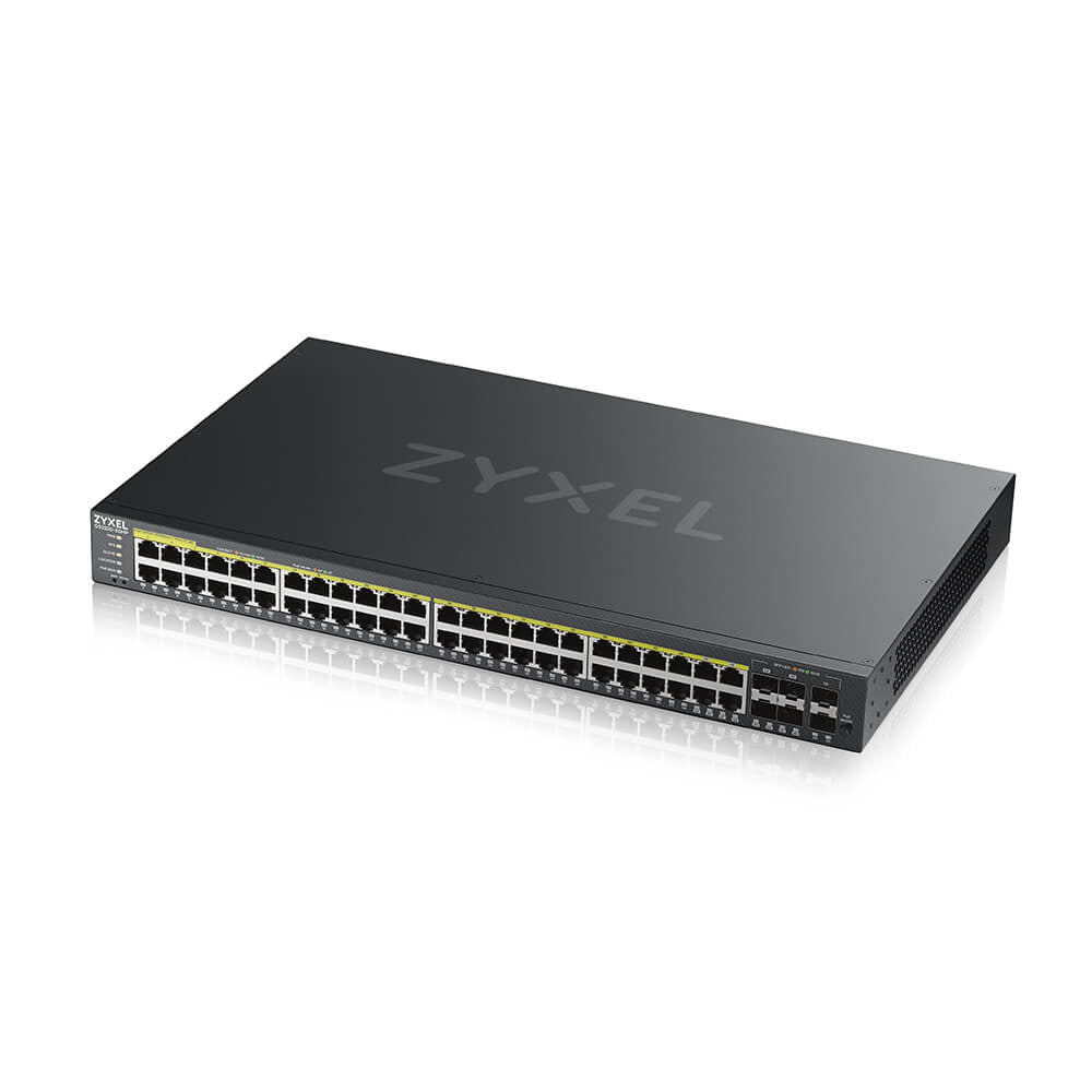 Zyxel GS2220-50HP-EU0101F commutateur réseau Géré L2 Gigabit Ethernet (10/100/1000) Connexion Ethernet, supportant l'alimentation via ce port (PoE) Noir