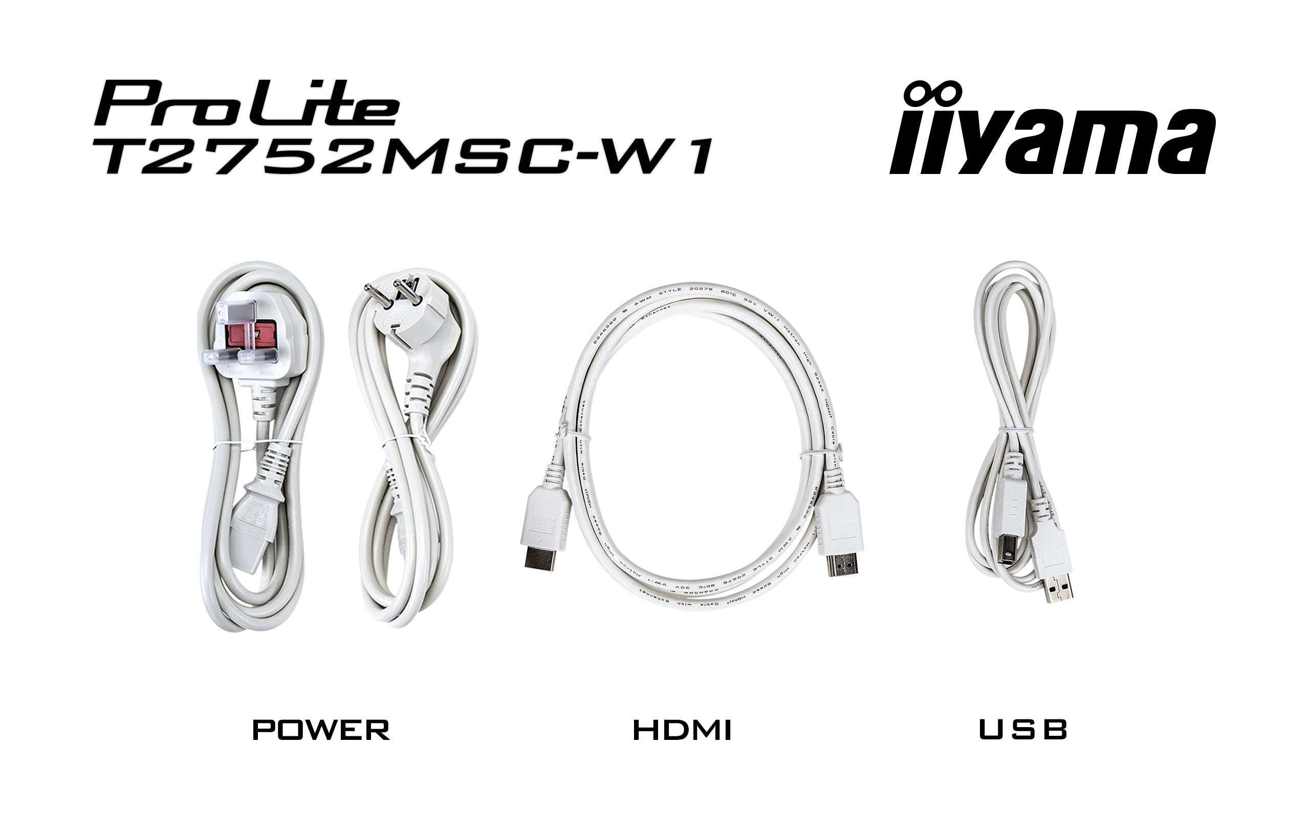 iiyama ProLite T2752MSC-W1 écran plat de PC 68,6 cm (27") 1920 x 1080 pixels Full HD LED Écran tactile Blanc
